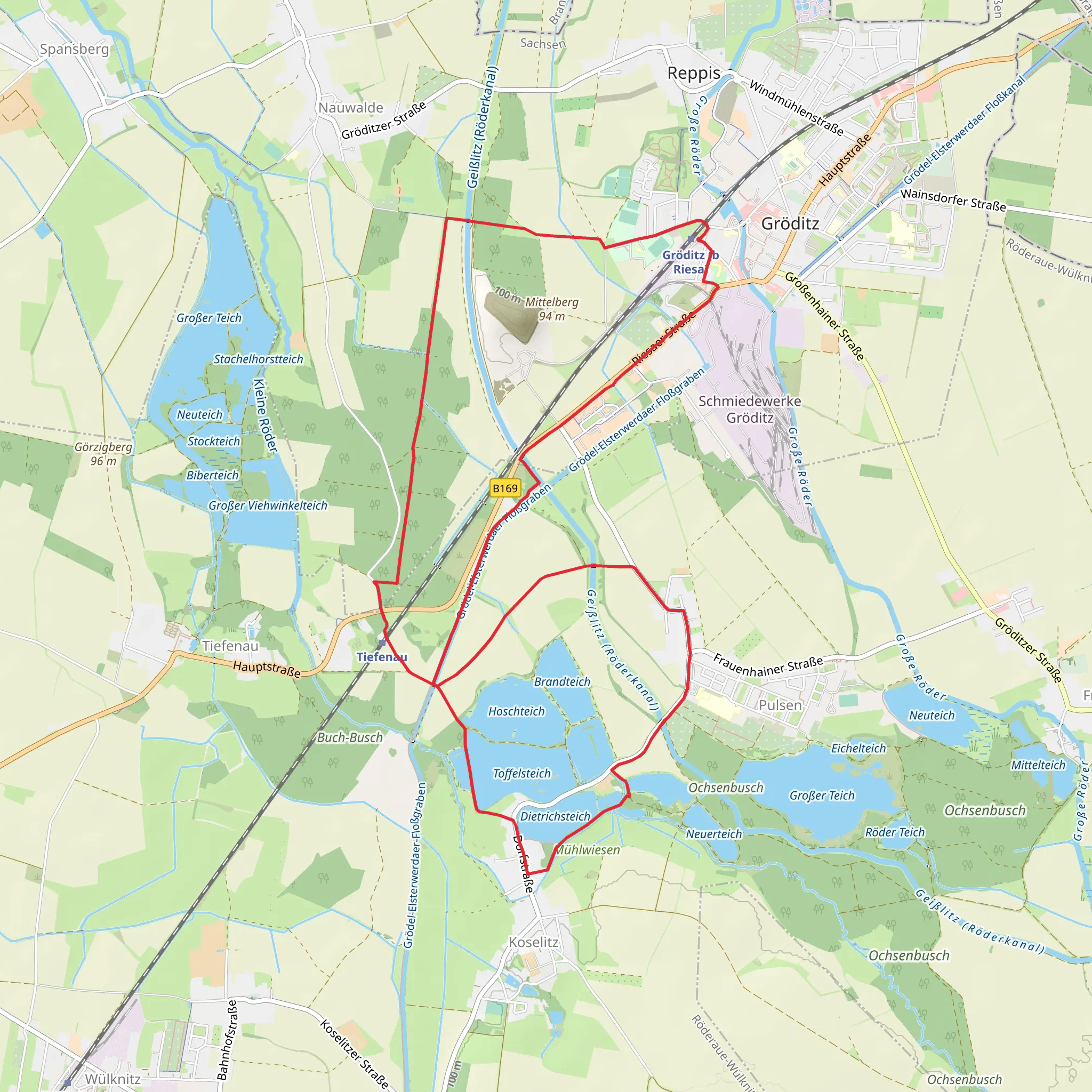 Gröditz, Toffelsteich and Frauenteich Loop mobile static map