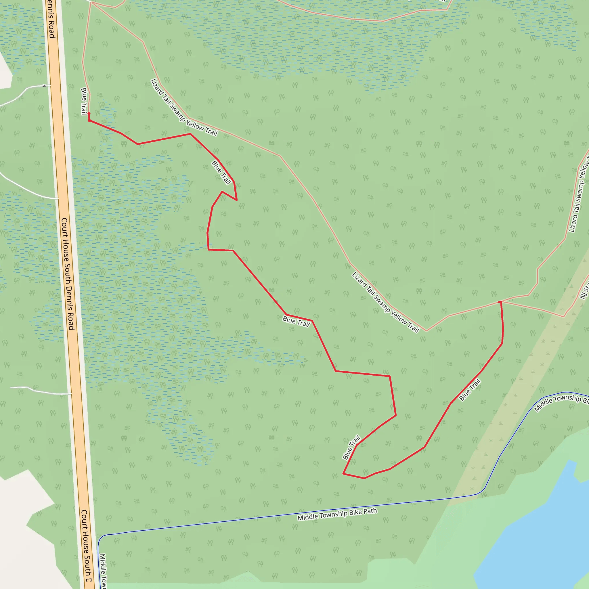 Blue Trail Out and Back mobile static map