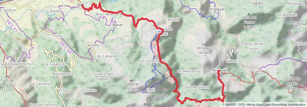 GR 3 Central Path of Catalonia stage 18 Map