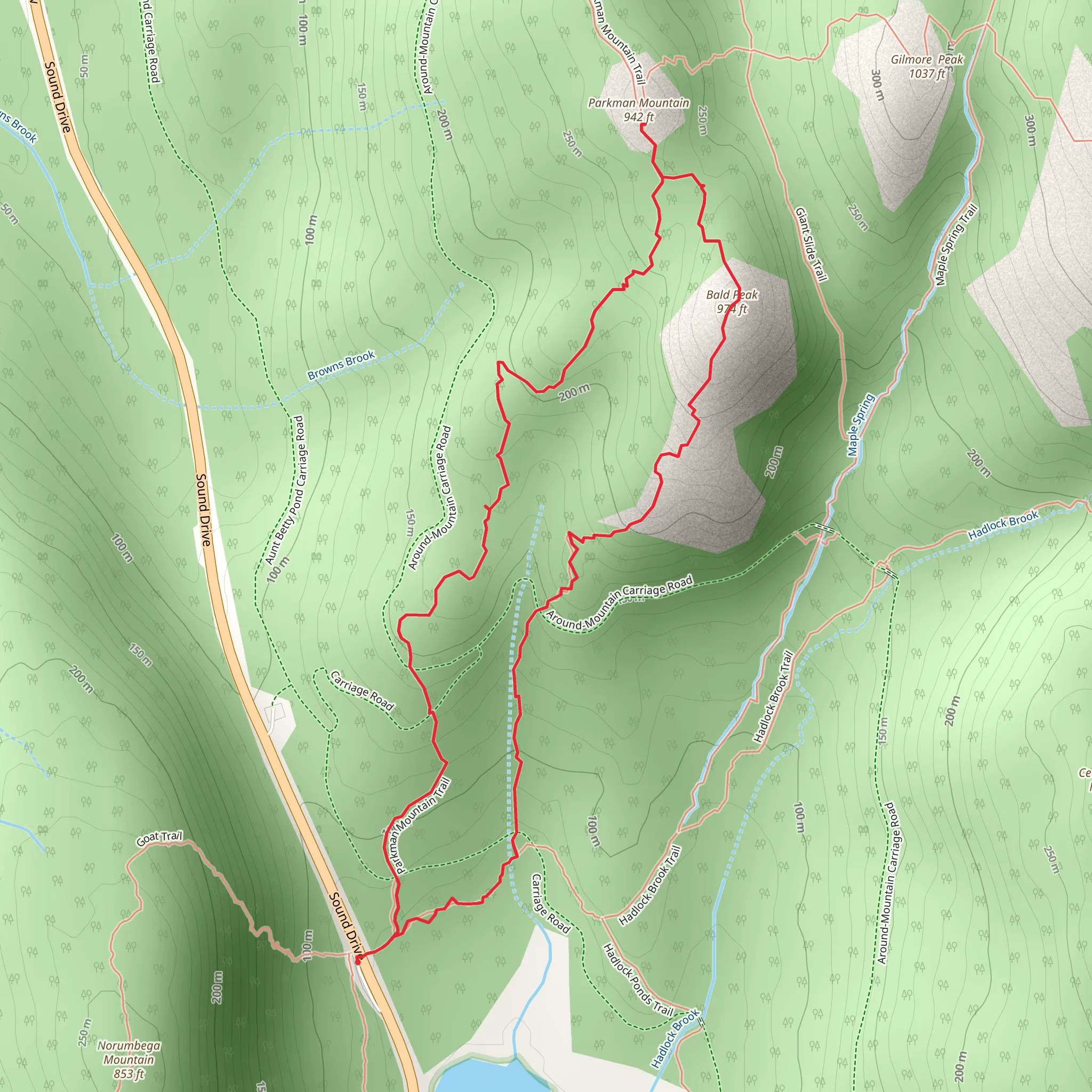 Parkman Mountain and Bald Peak Loop mobile static map