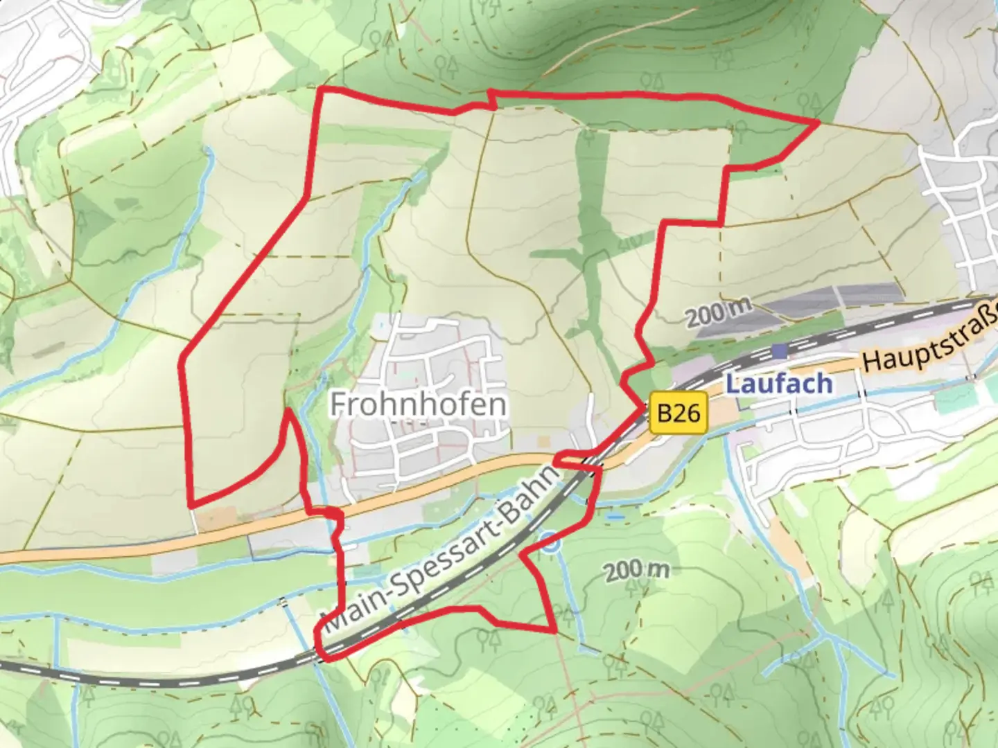 An image depicting the trail Kulturweg Laufach 1 and its surrounding area.
