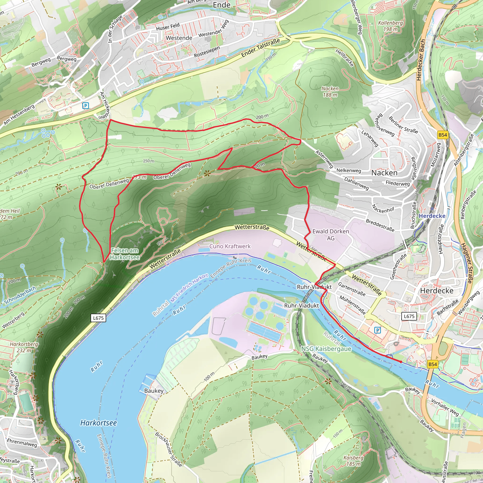 Asternweg Rundweg and Hoehlenweg mobile static map