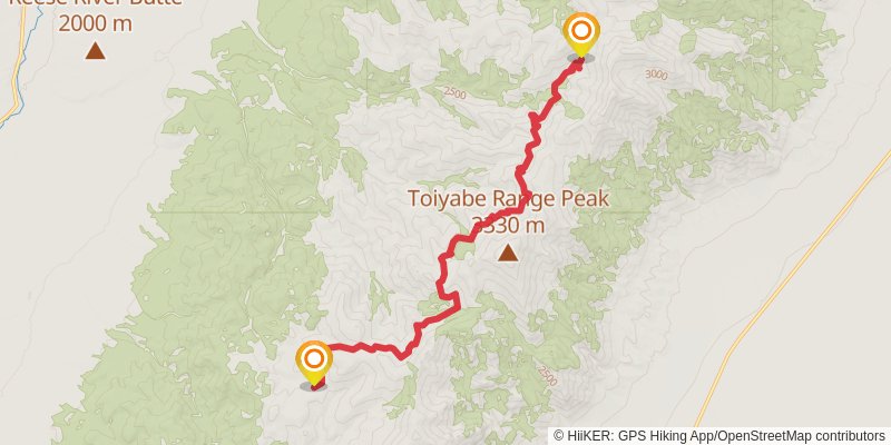 Toiyabe Crest Trail stage 2 Map