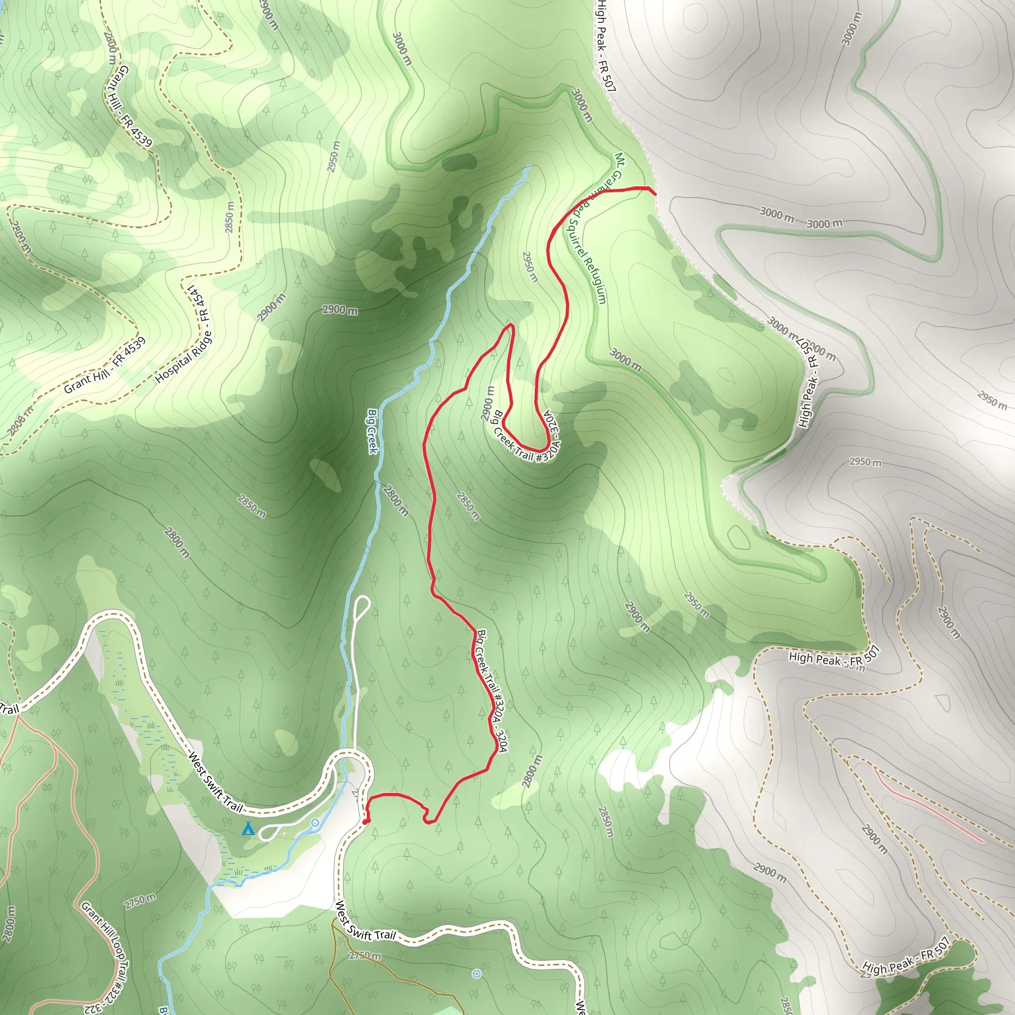Big Creek Trail mobile static map