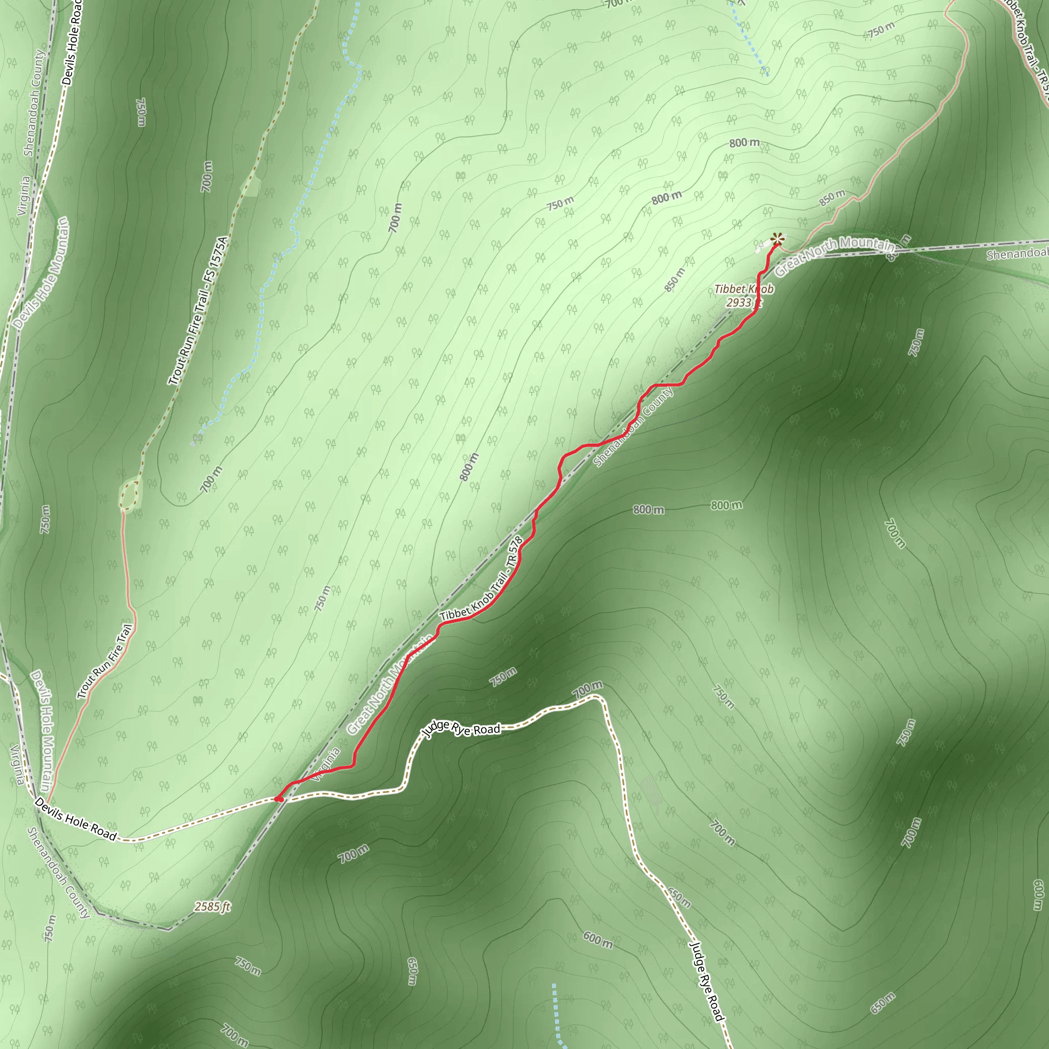 Tibbet Knob from Devils Hole Road mobile static map