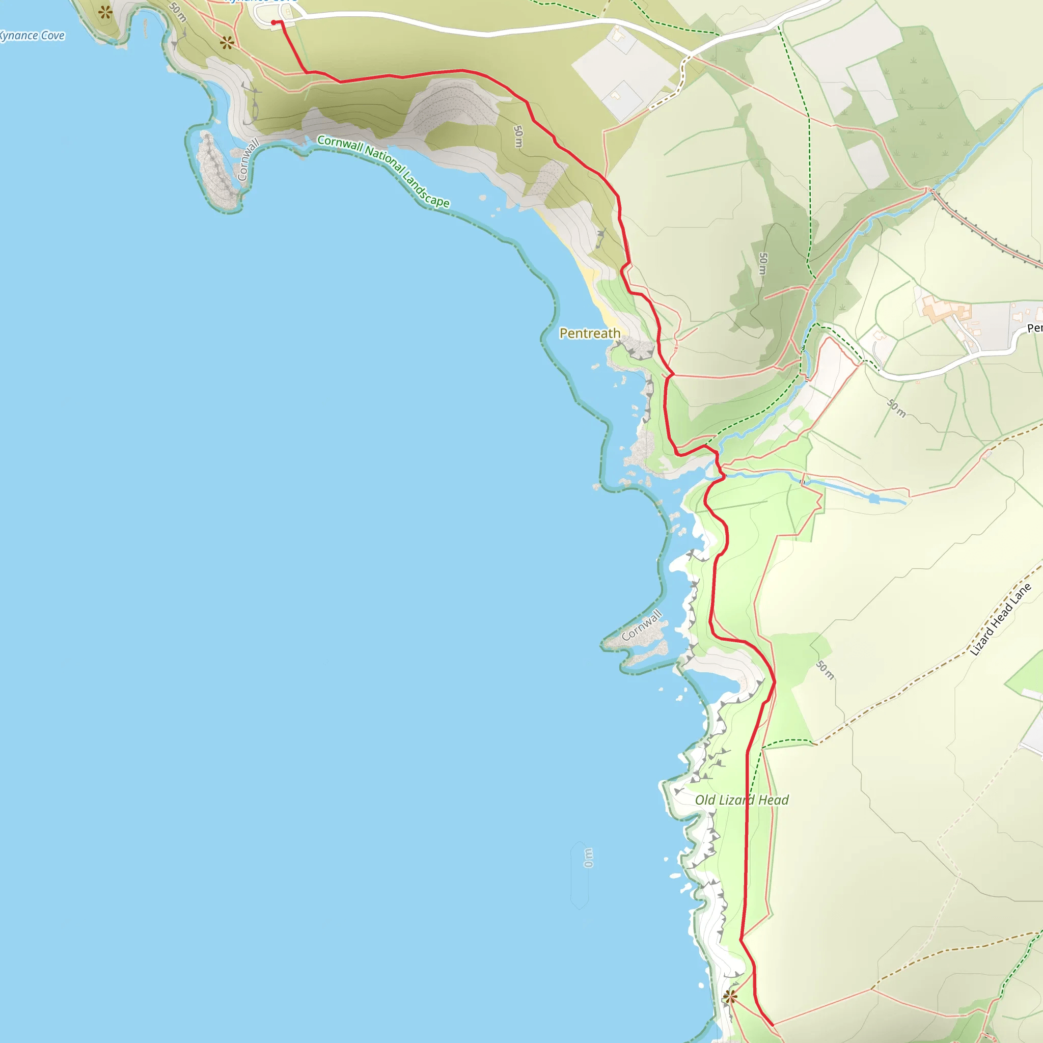 Lizard Point Walk from Kynance Cove mobile static map