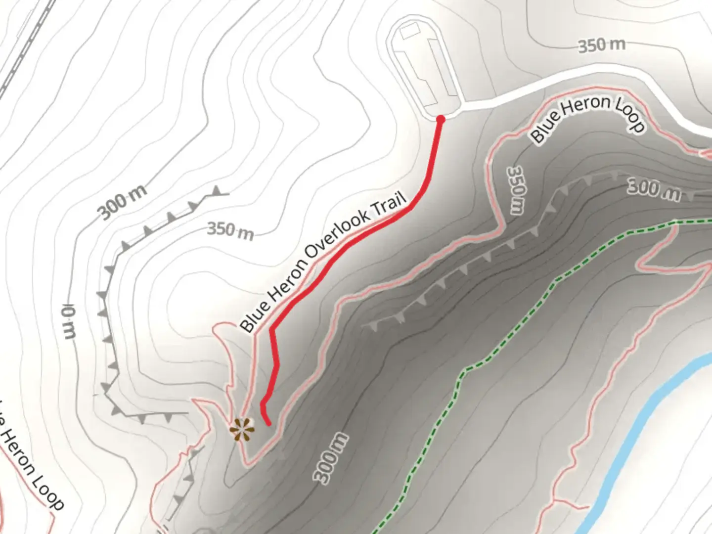 An image depicting the trail Blue Heron Overlook Trail and its surrounding area.