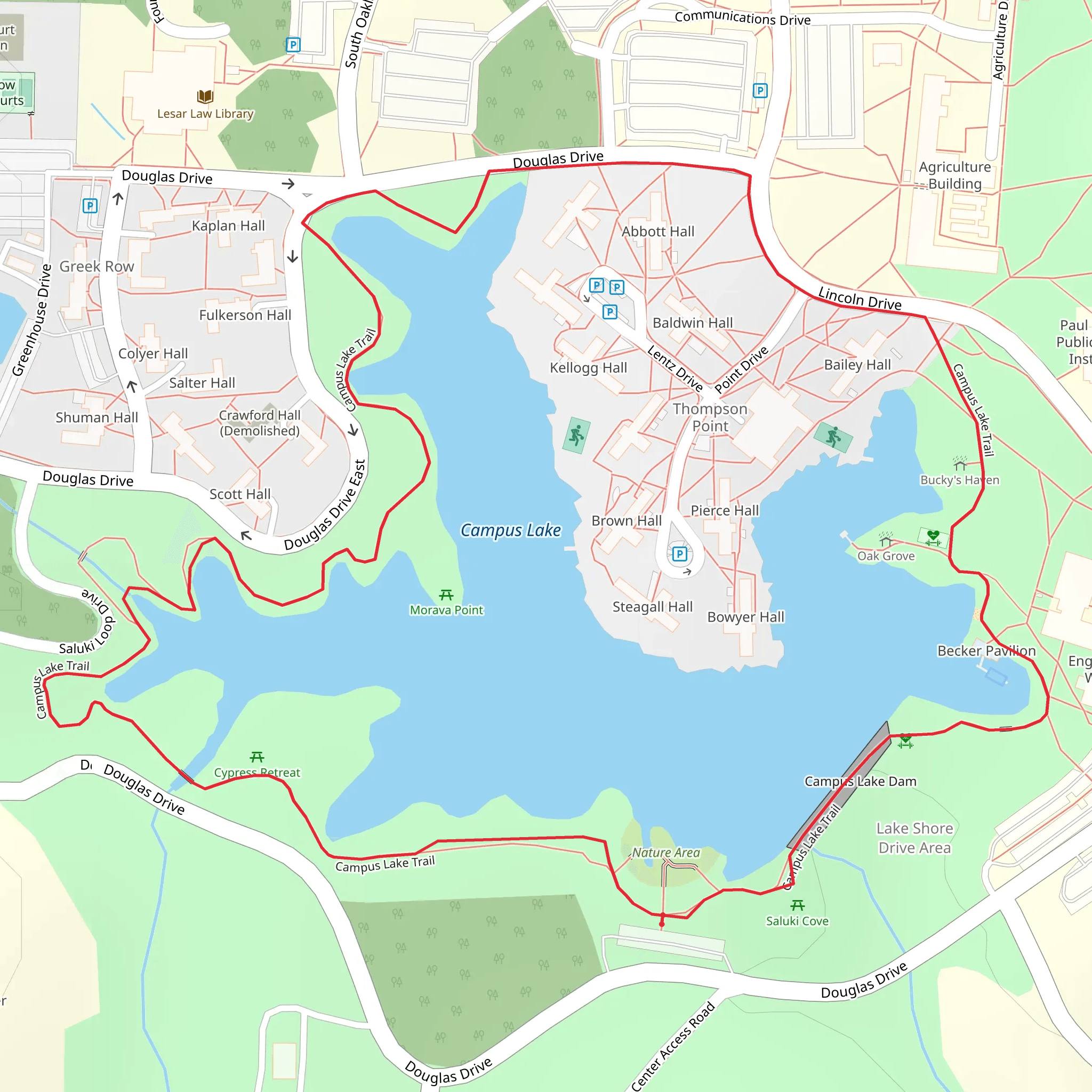 Campus Lake Loop Trail mobile static map