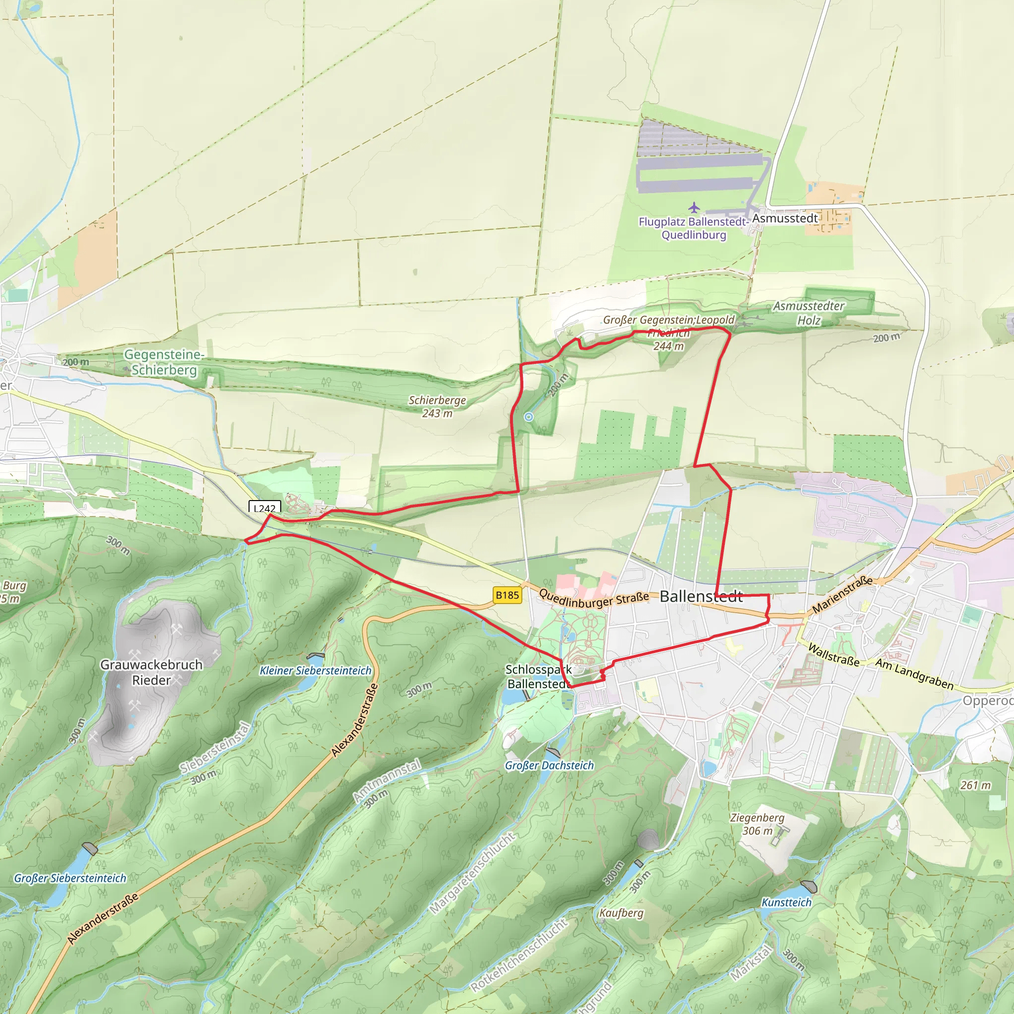 Schloss Ballenstedt, Roseburg and Gegensteine Loop mobile static map