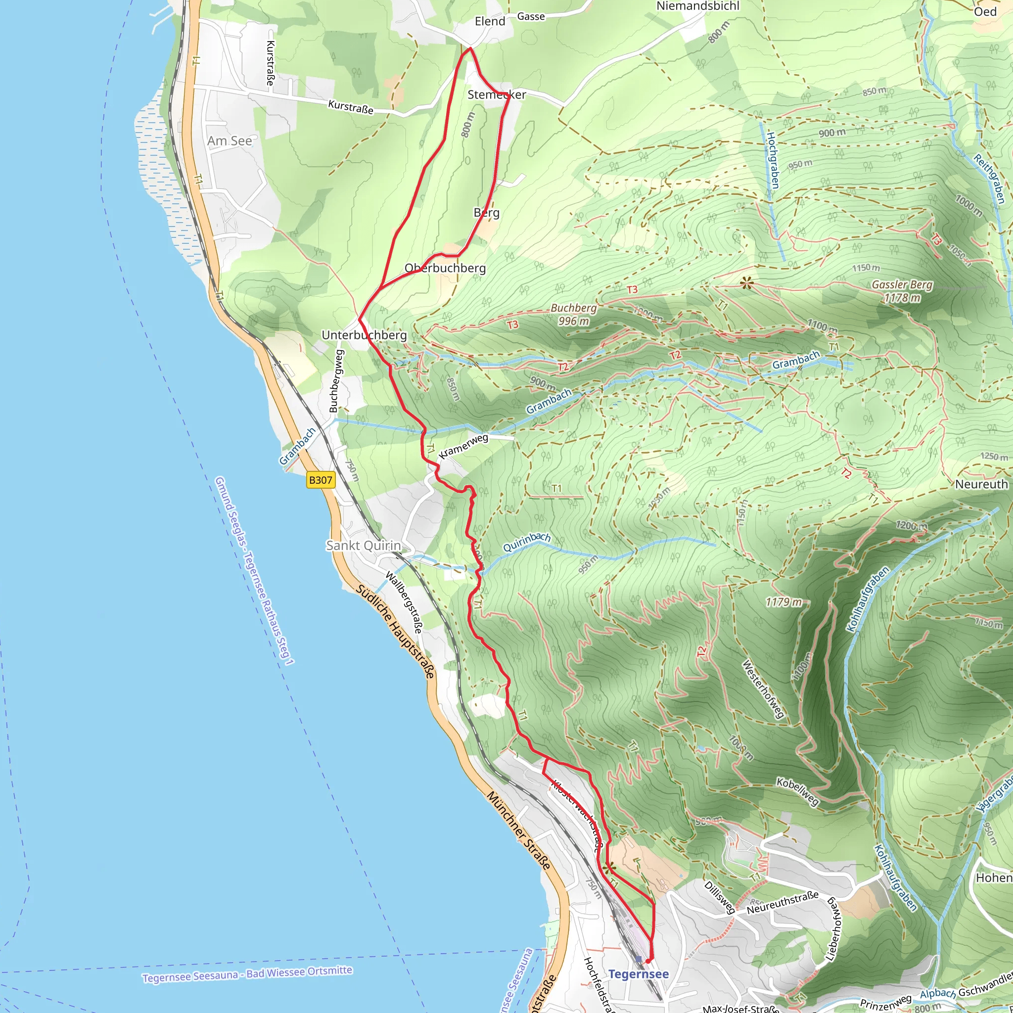 Tegernsee to Elend Loop mobile static map