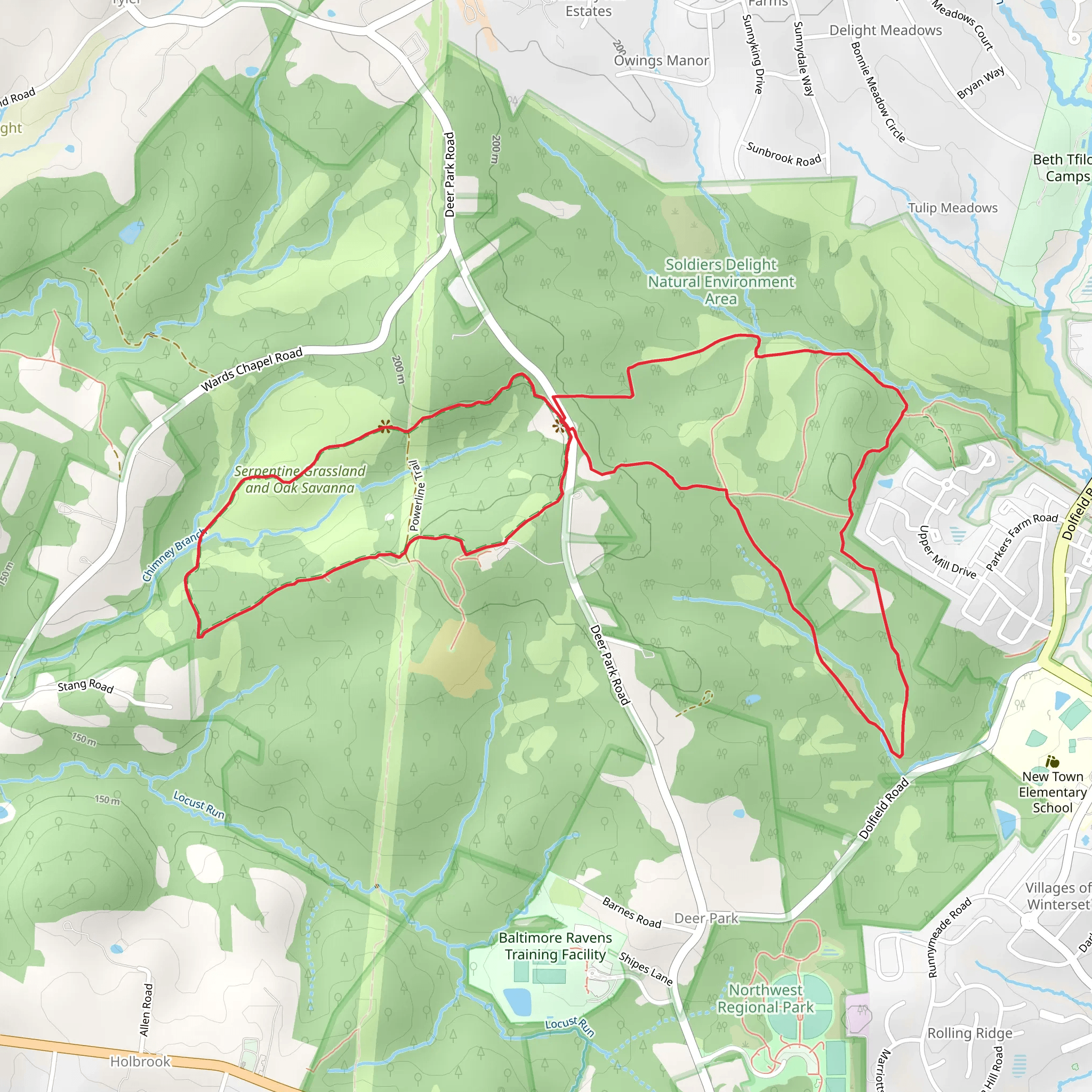 Choate Mine and Serpentine Loop Trail mobile static map