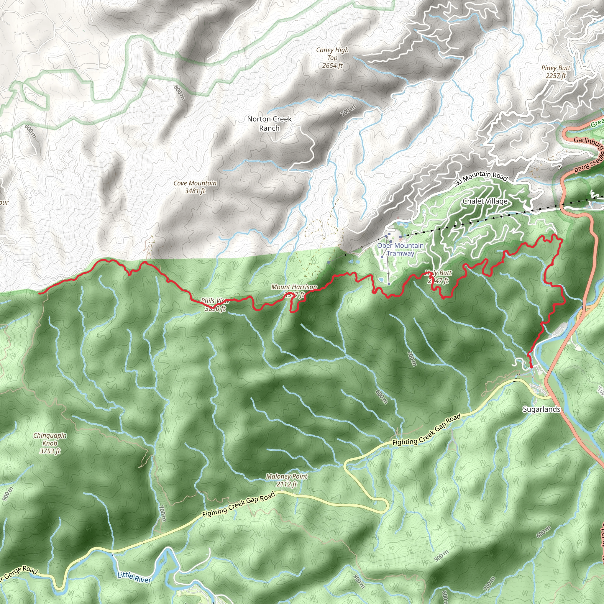 Cove Mountain Trail mobile static map