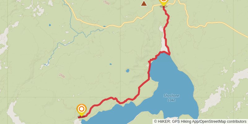 North Shore Shoshone Lake via DeLacy Creek Trail stage 2 Map