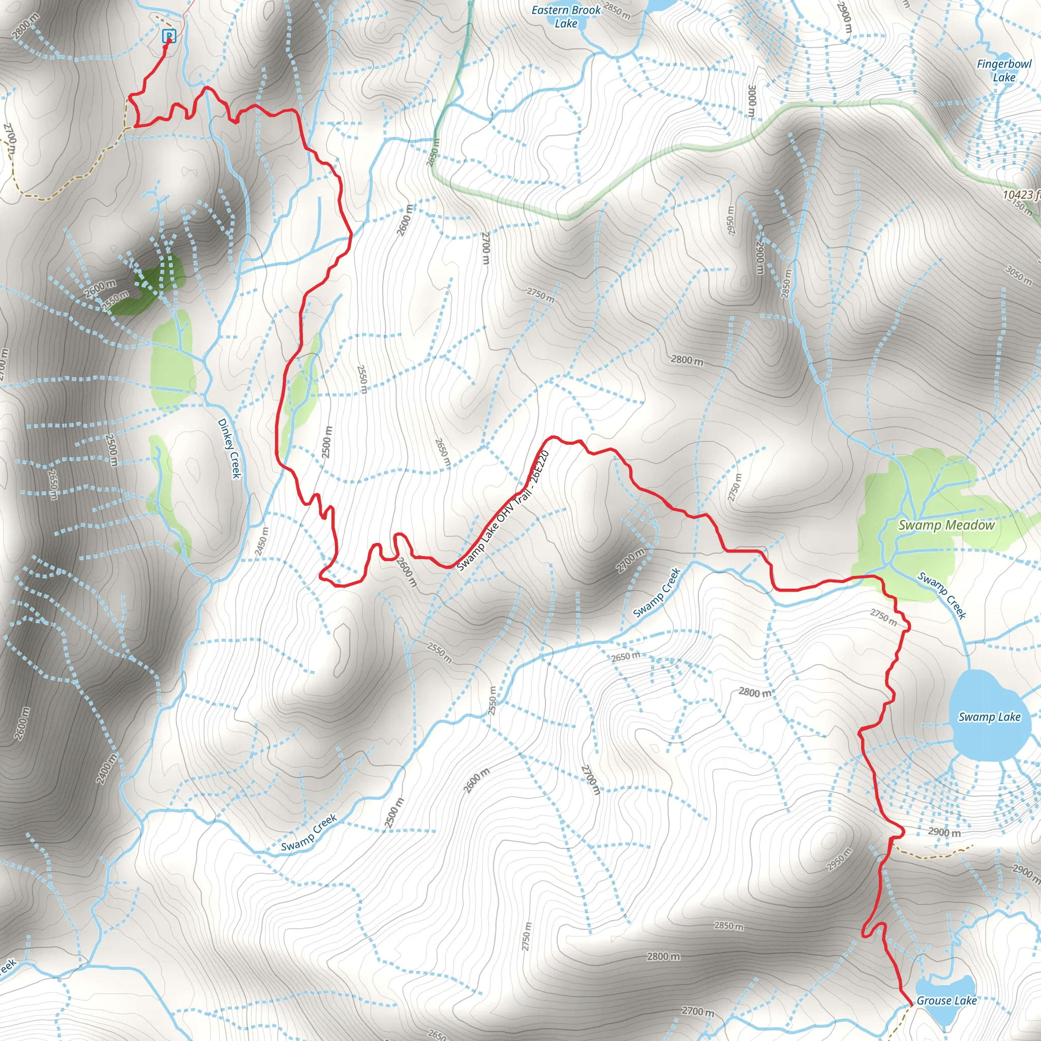 Grouse Lake via Swamp Lake Trail mobile static map