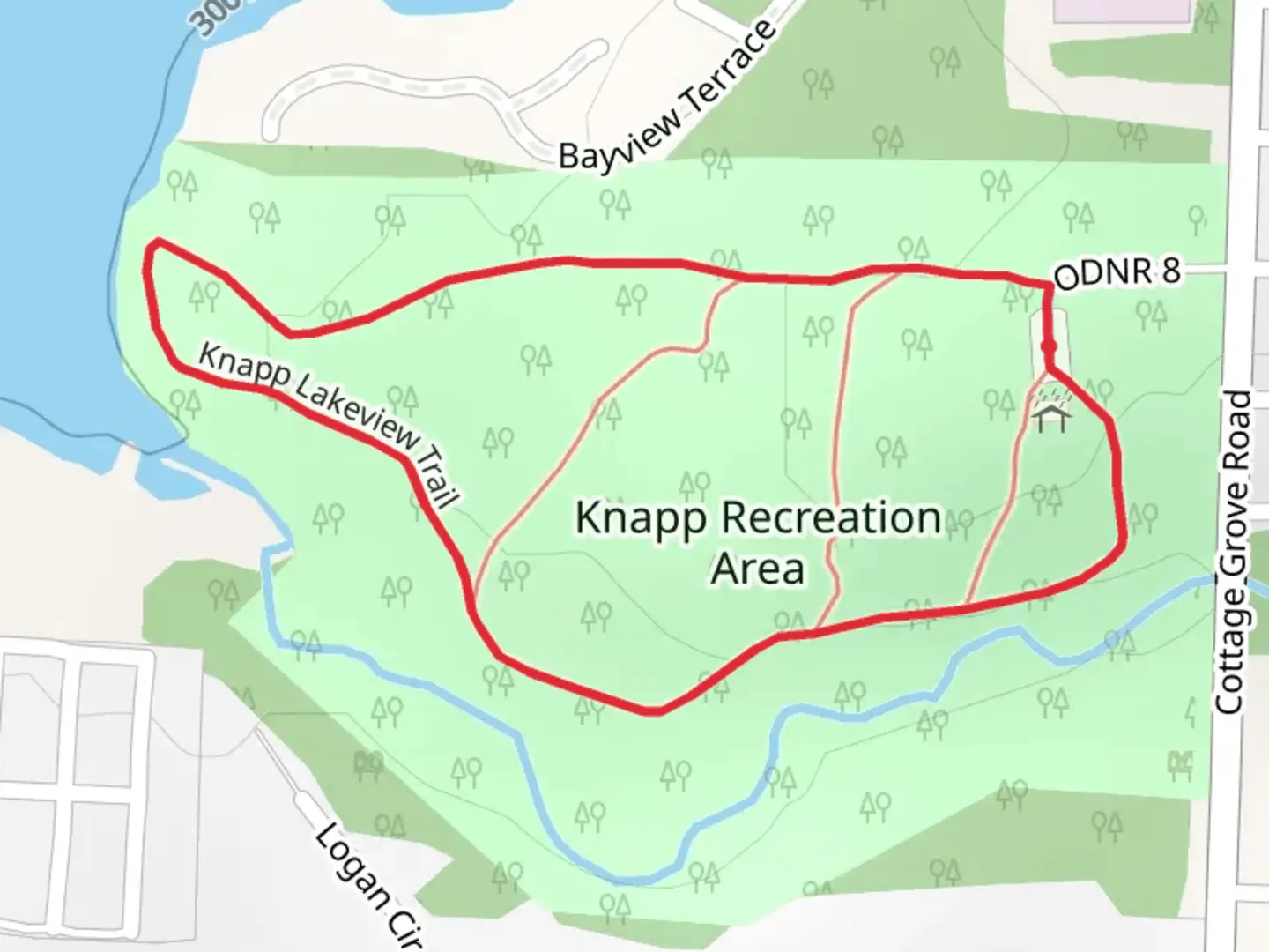 An image depicting the trail Knapp Lakeview Loop Trail and its surrounding area.