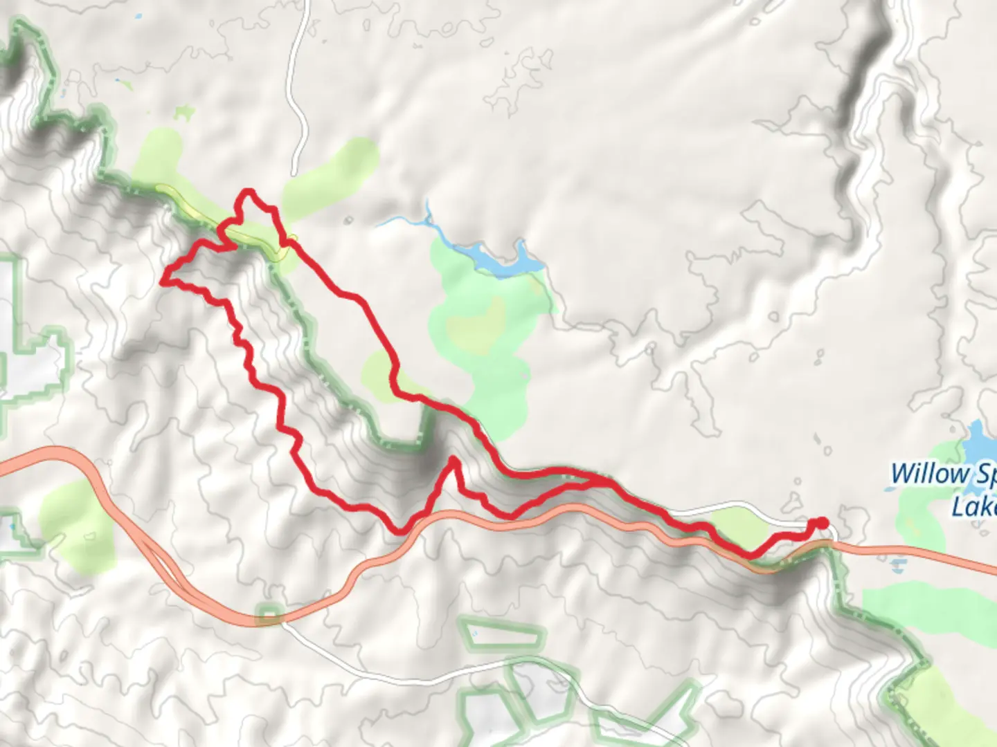 An image depicting the trail Rim Lakes Vista Trail and Drew Canyon Trail Loop and its surrounding area.