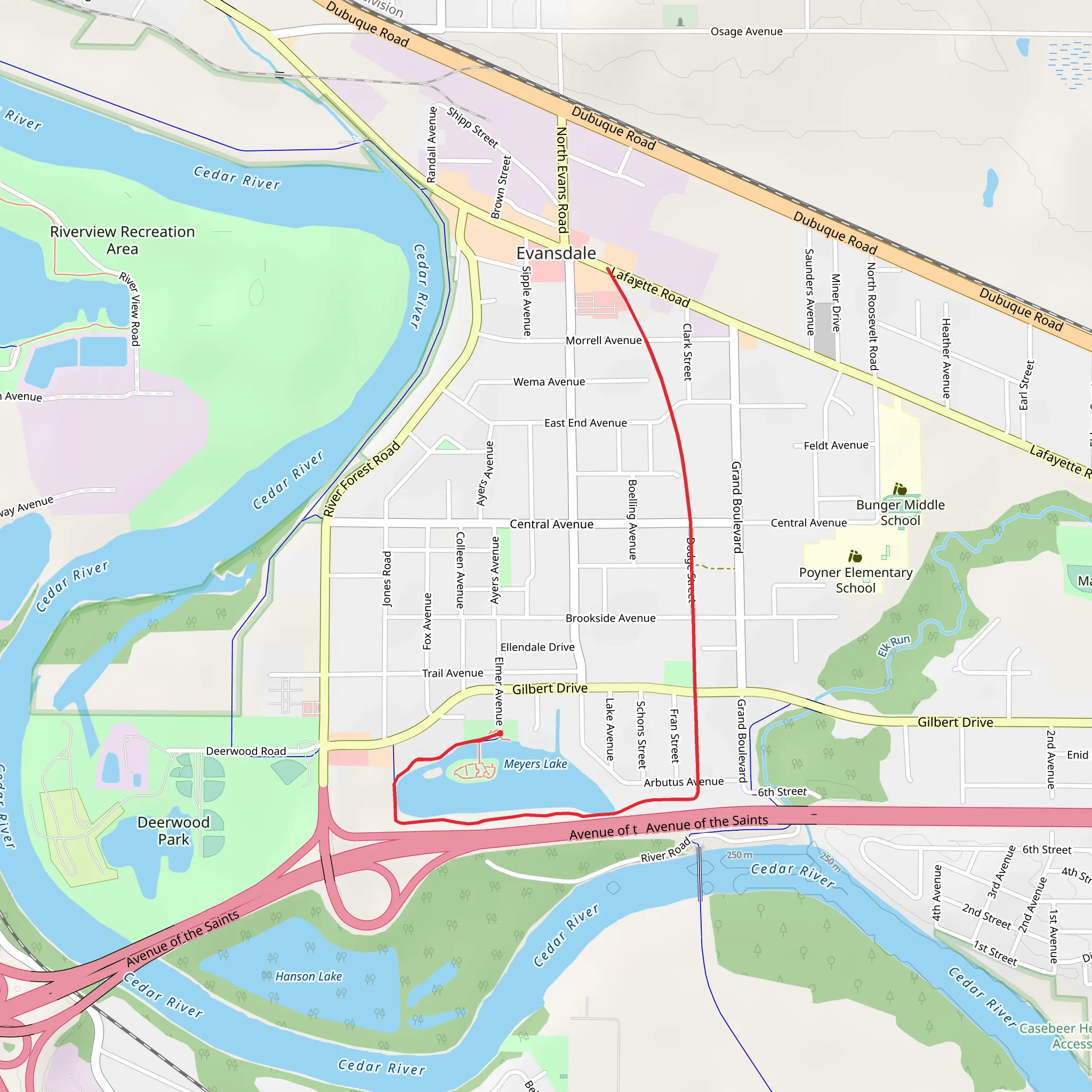 Evansdale Nature Trail mobile static map