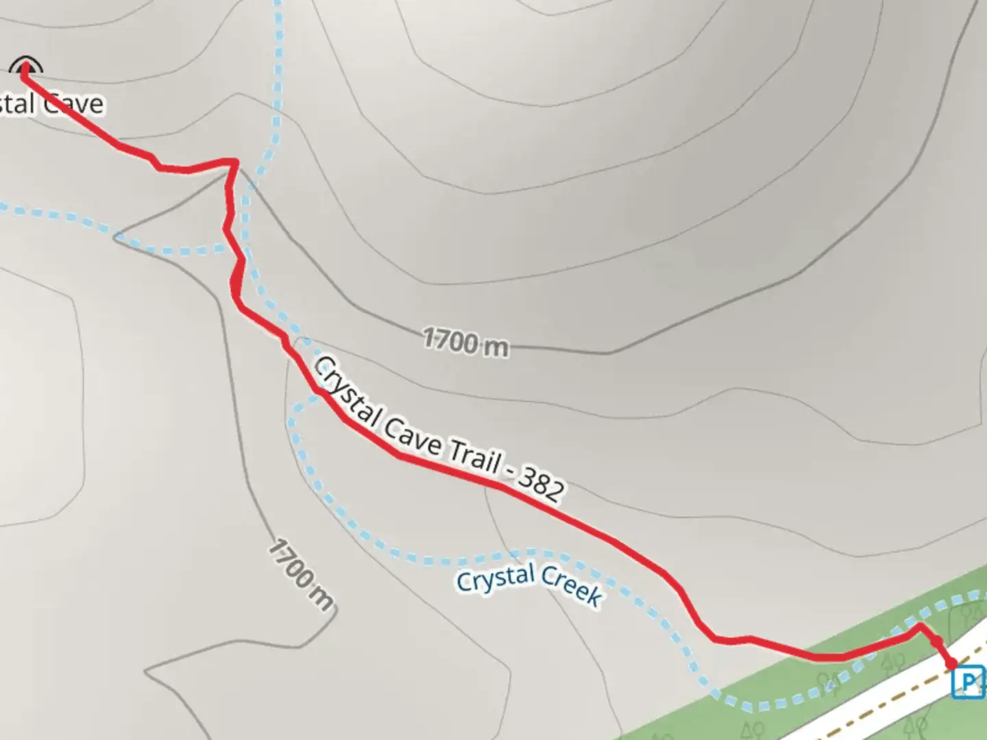 An image depicting the trail Crystal Cave Trail and its surrounding area.