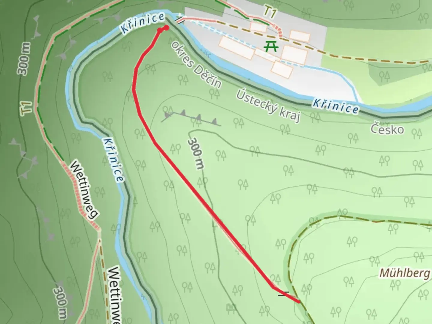 An image depicting the trail U Vlčí desky Walk and its surrounding area.