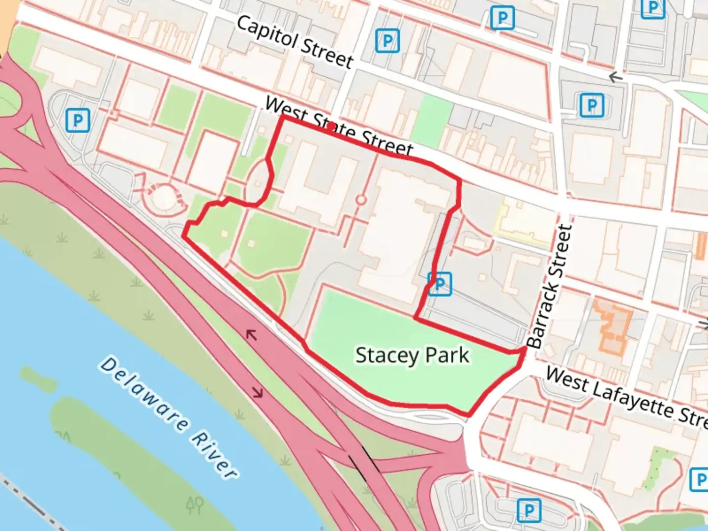 An image depicting the trail Stacey Park Loop and its surrounding area.