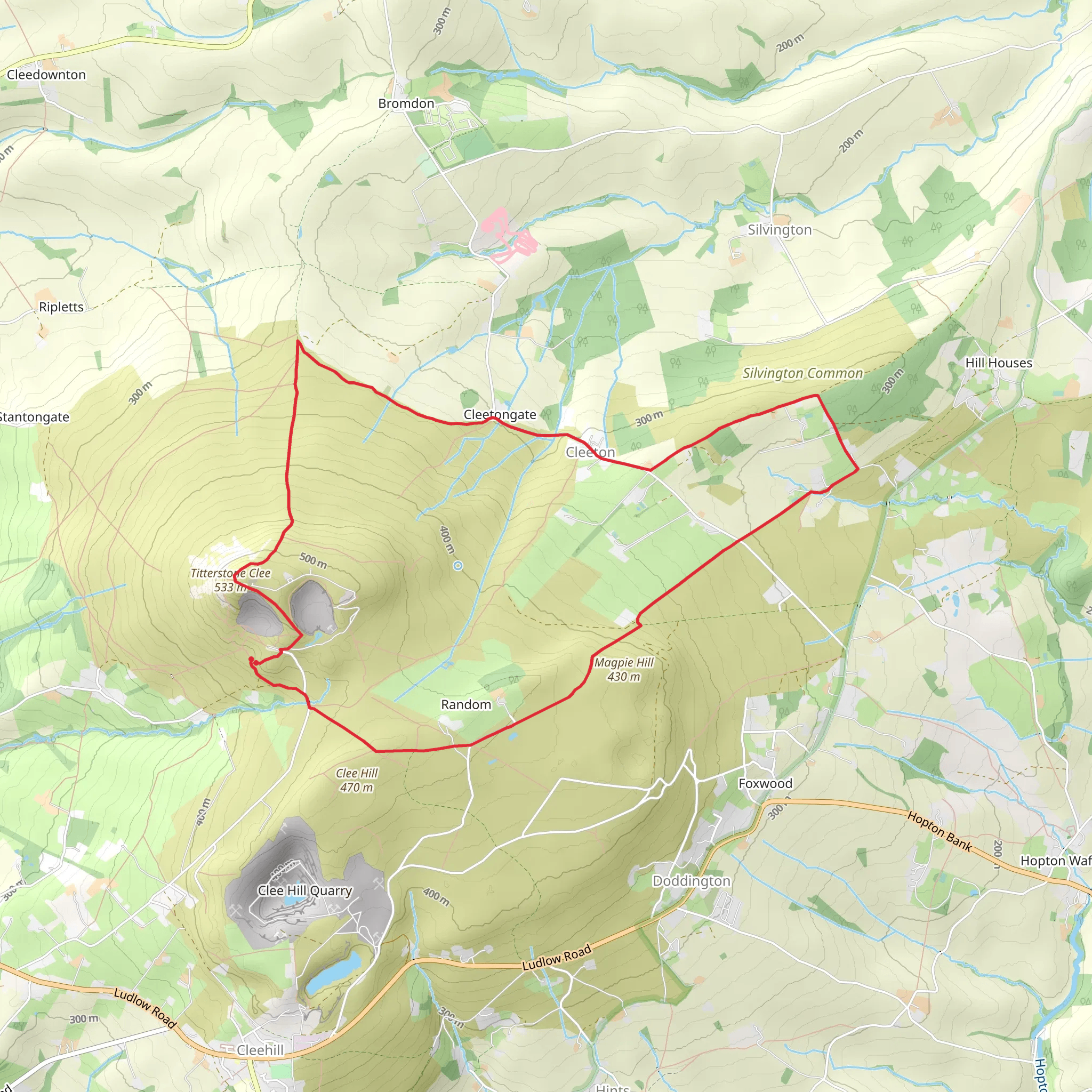 Titterstone Clee Hill and Catherton Common mobile static map