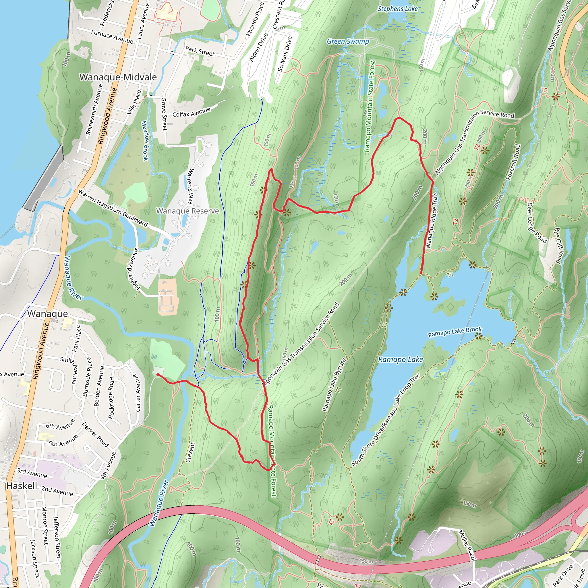 Ramapo Lake via Indian Rock Trail mobile static map