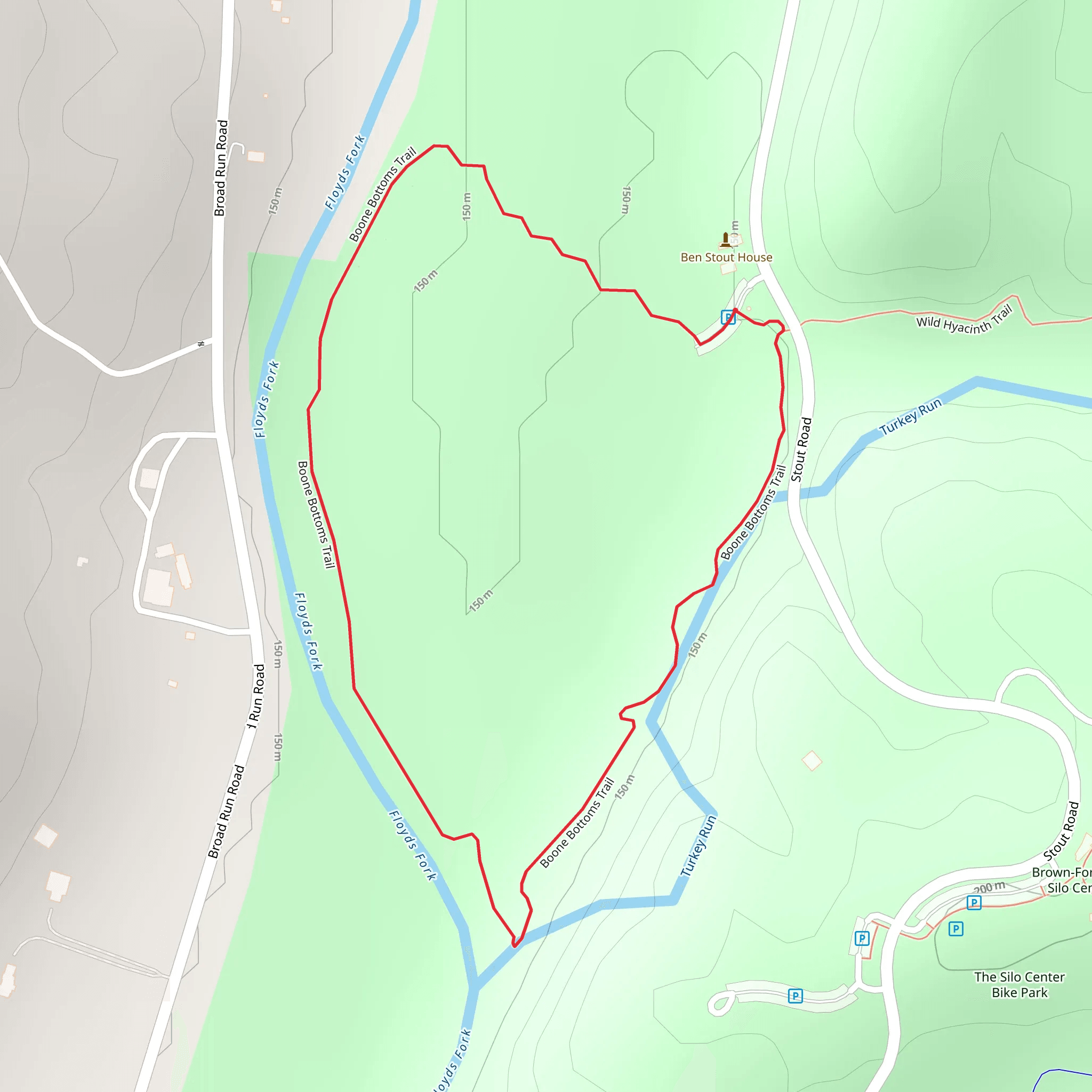 Boone Bottoms Loop Trail mobile static map