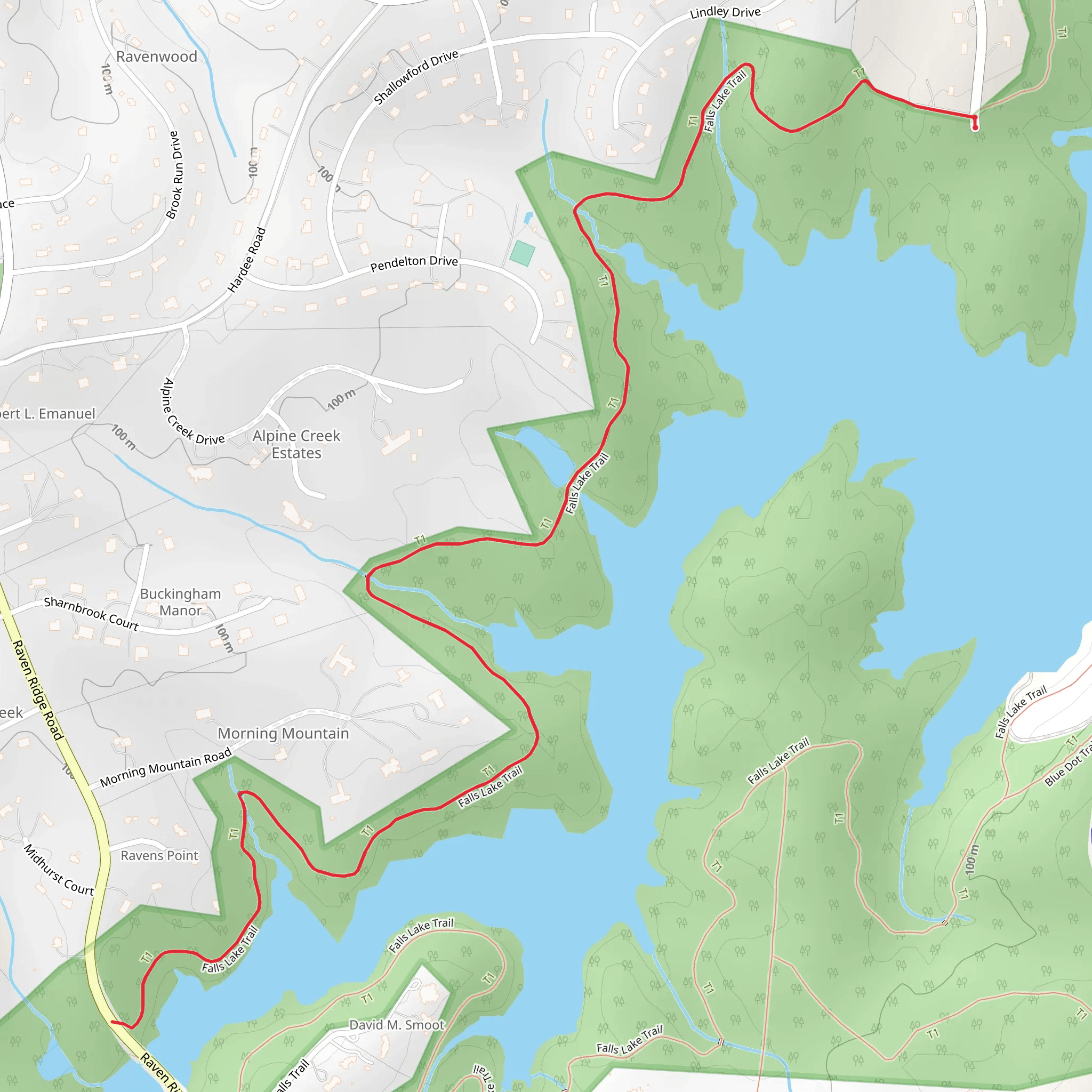 Falls Lake Westside Trail mobile static map