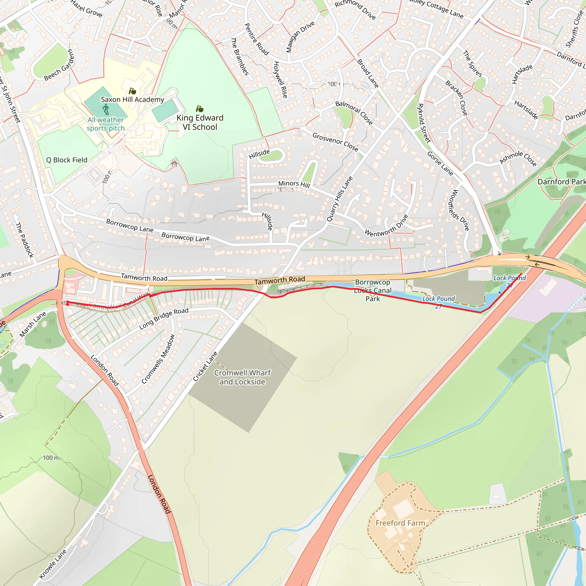 Borrowcop Locks Canal Park and Lichfield Canal mobile static map