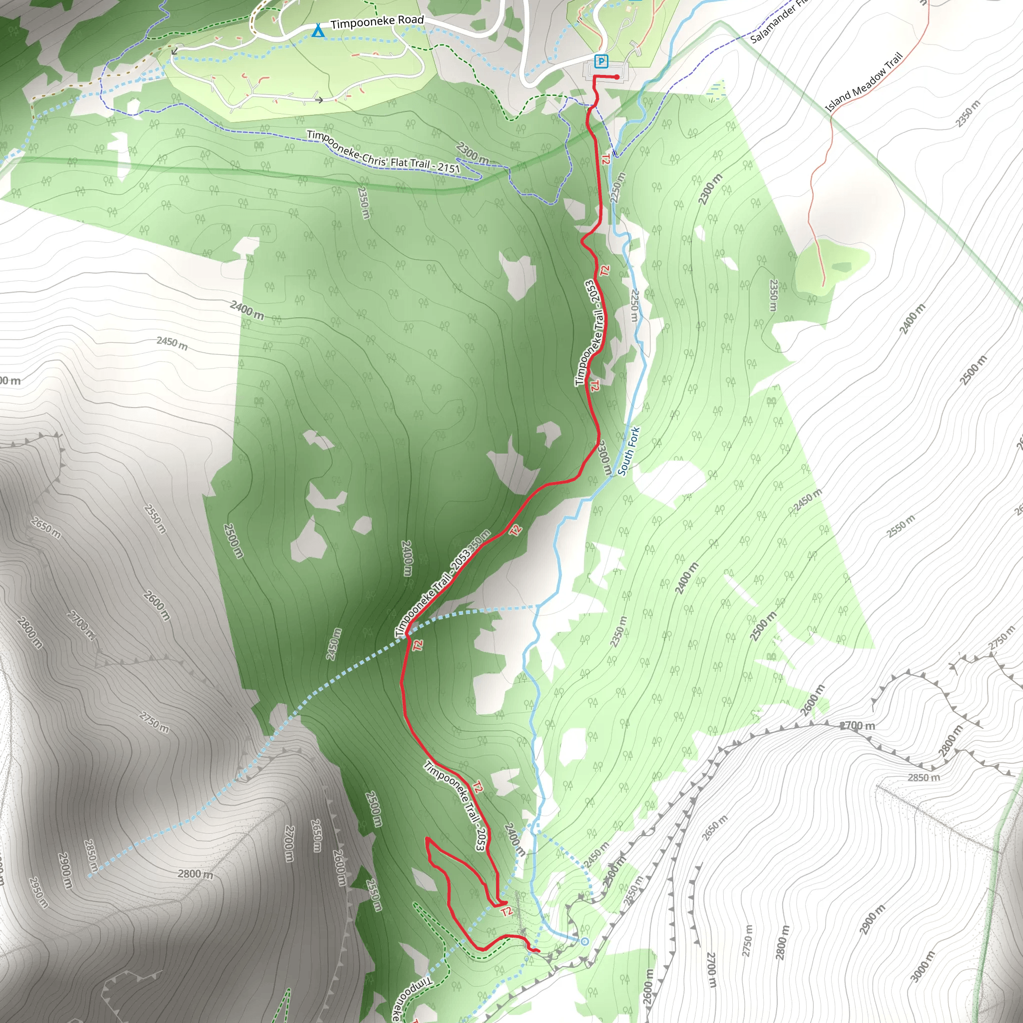 Scout Falls via Timpooneke Trail mobile static map