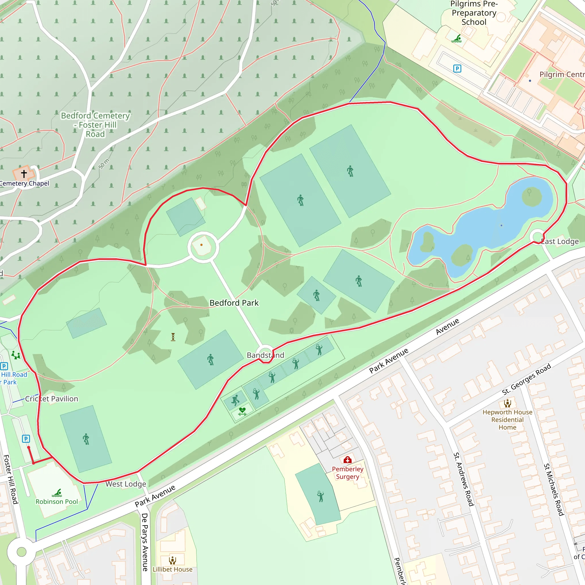 Bedford Park Loop mobile static map