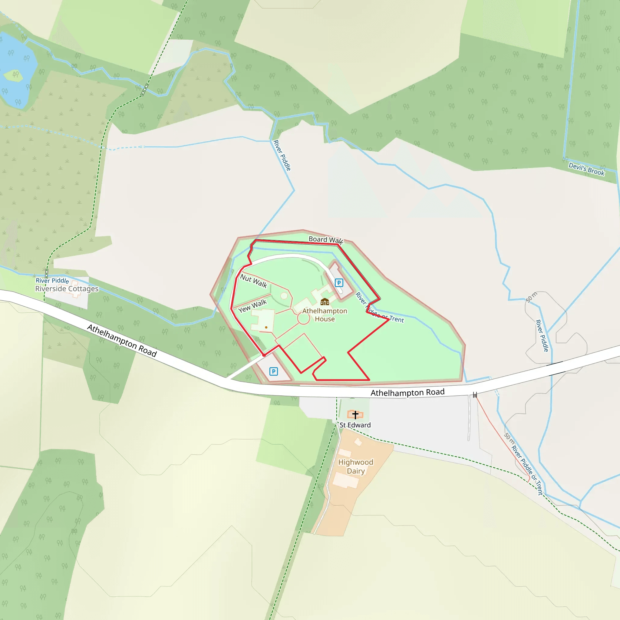Athelhampton House Loop mobile static map