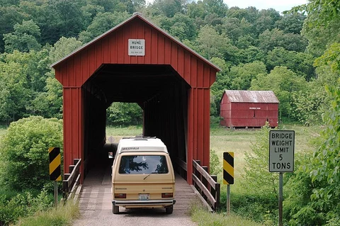 An image depicting the trail Covered Bridge Trail and its surrounding area.