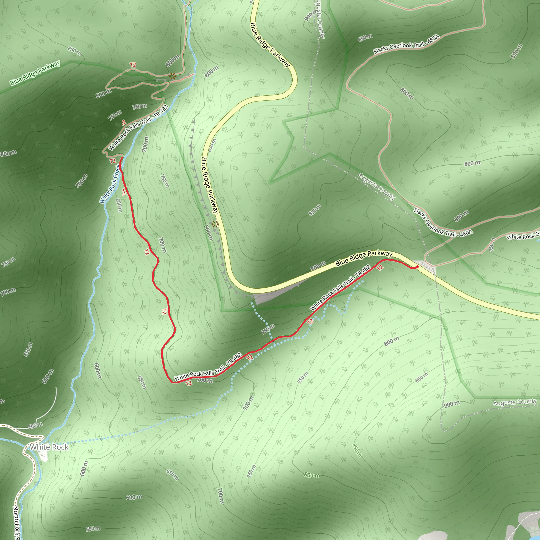 White Rock Falls Trail - Short mobile static map