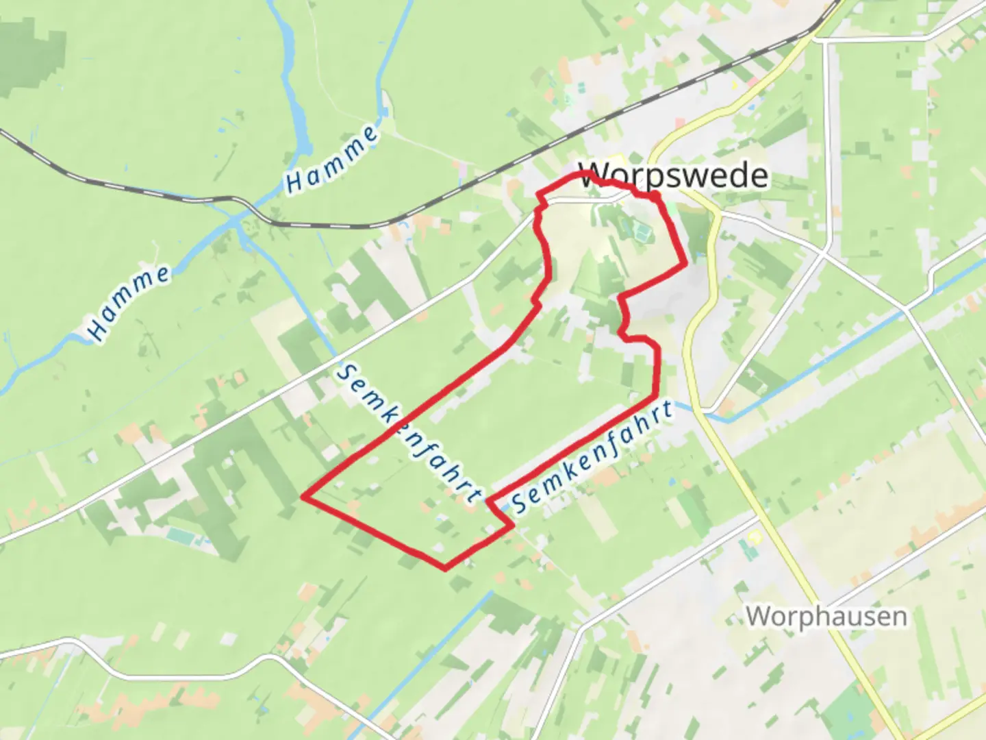 An image depicting the trail Worpswede Loop and its surrounding area.