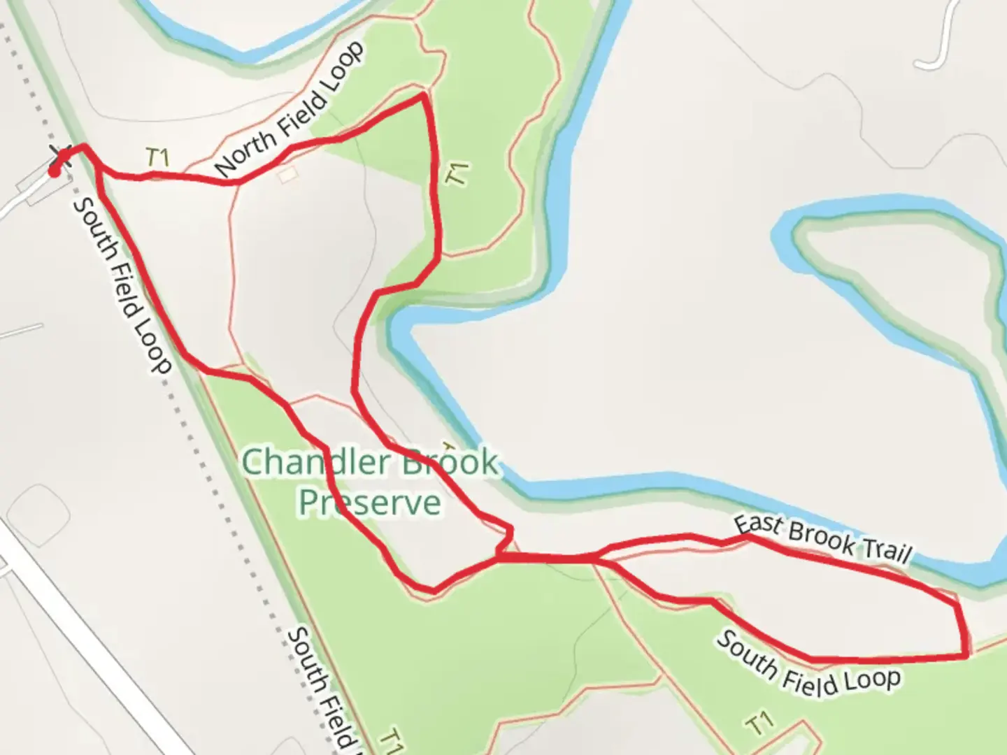 An image depicting the trail Chandler Brook Road Loop and its surrounding area.