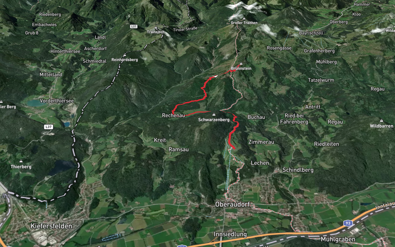 Hocheck to Bruennstein via Wanderweg Bruennstein