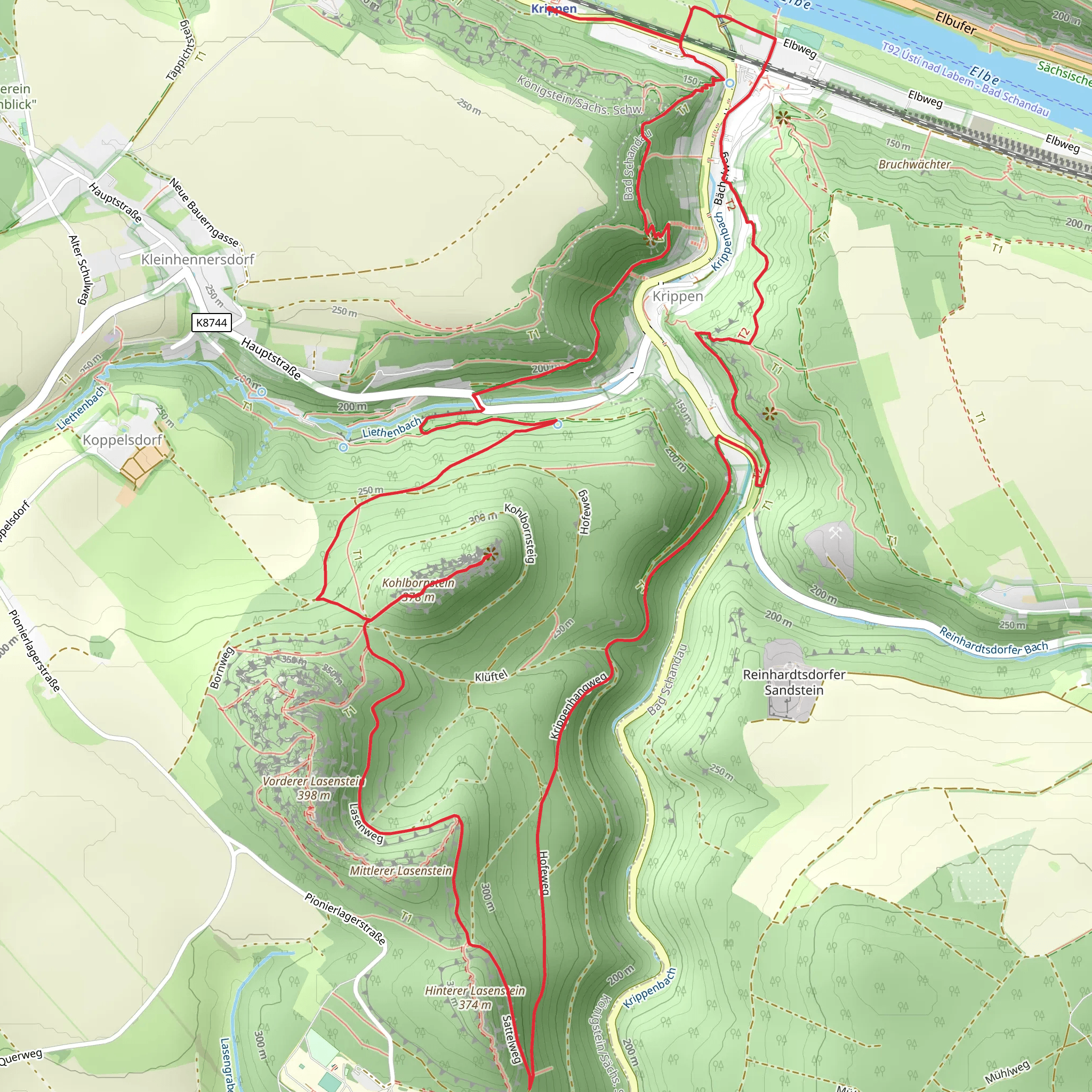 Kohlbornstein via Rundweg Gelber Punkt and Malerweg mobile static map