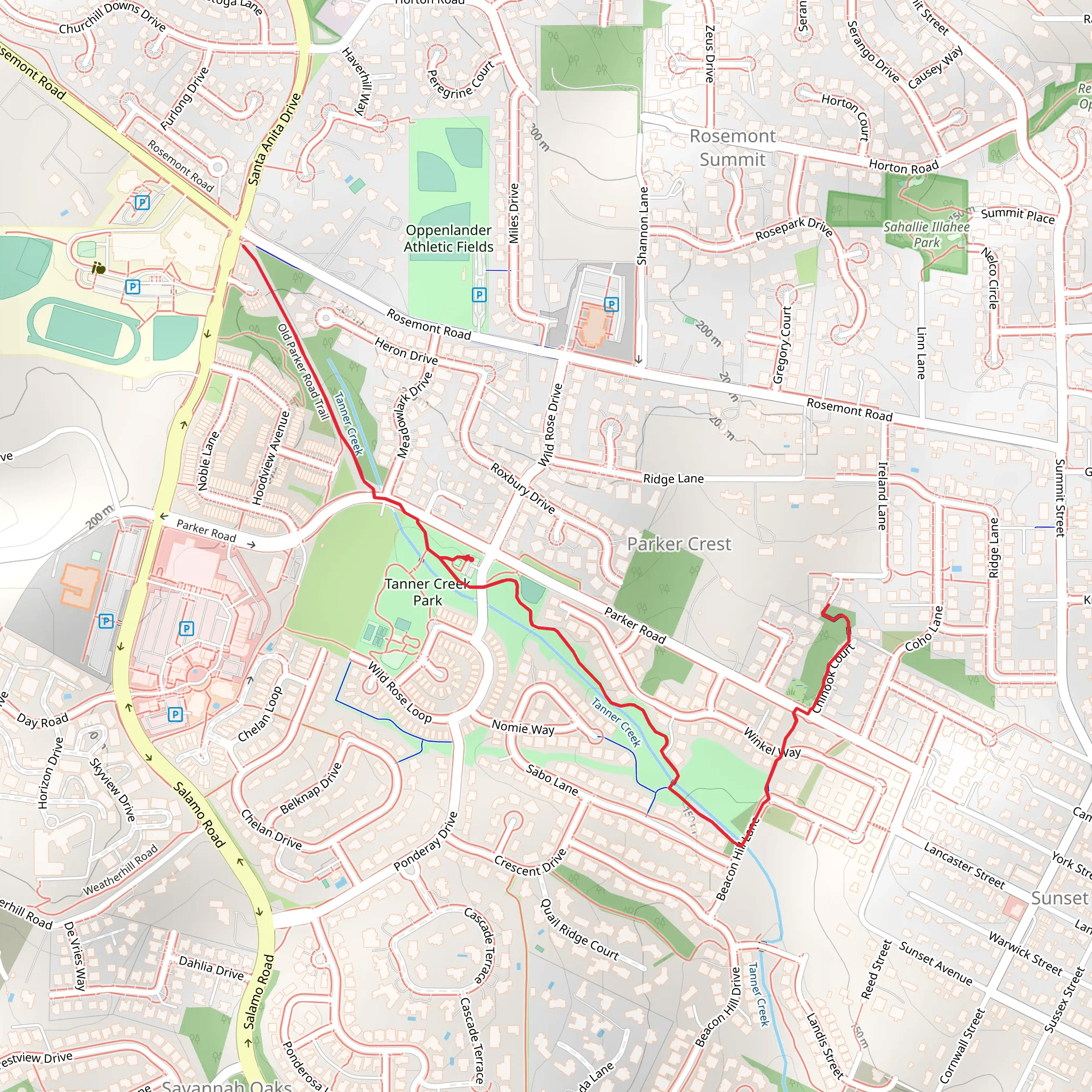 Old Parker Road Trail Out and Back mobile static map