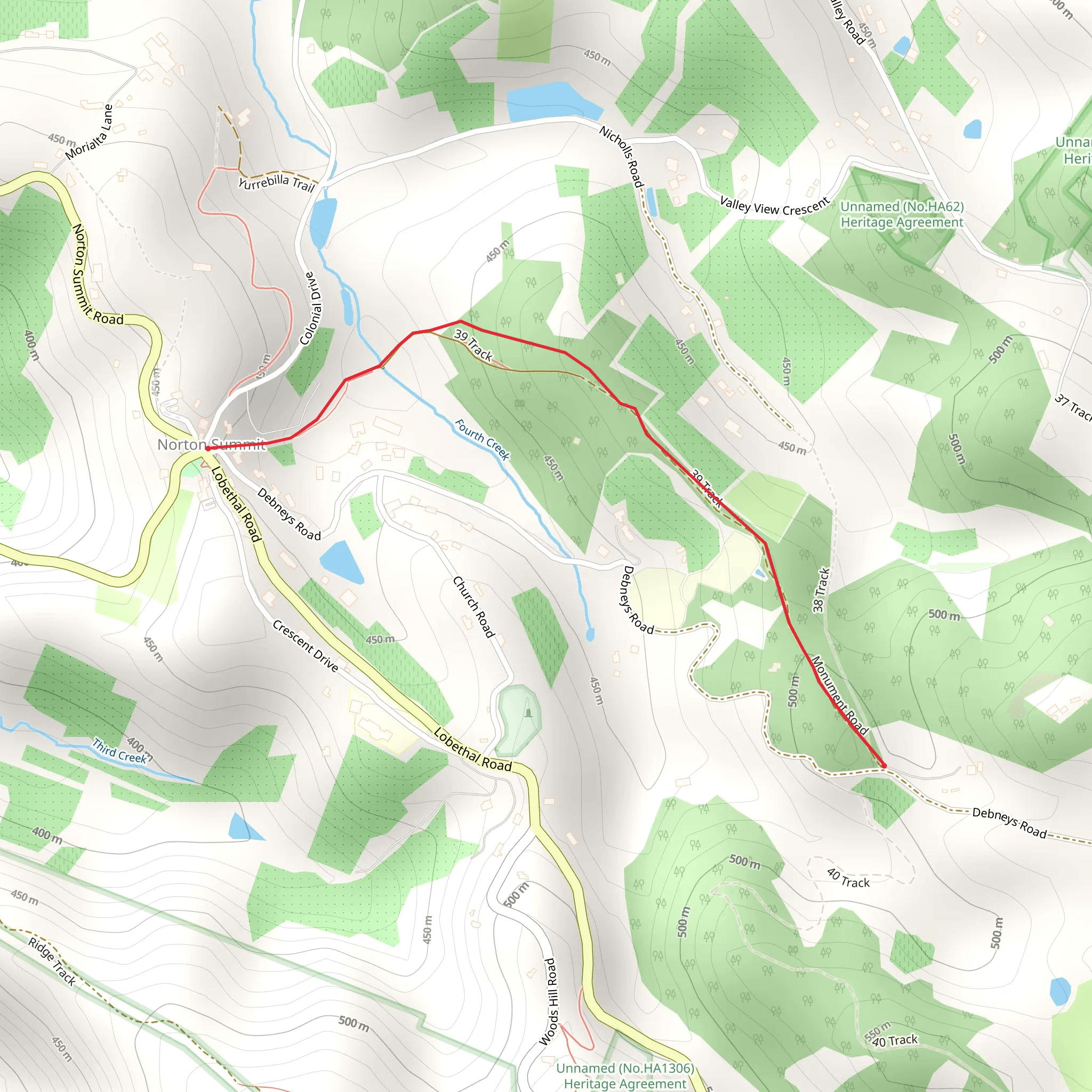 Monument Road and Return Walk mobile static map