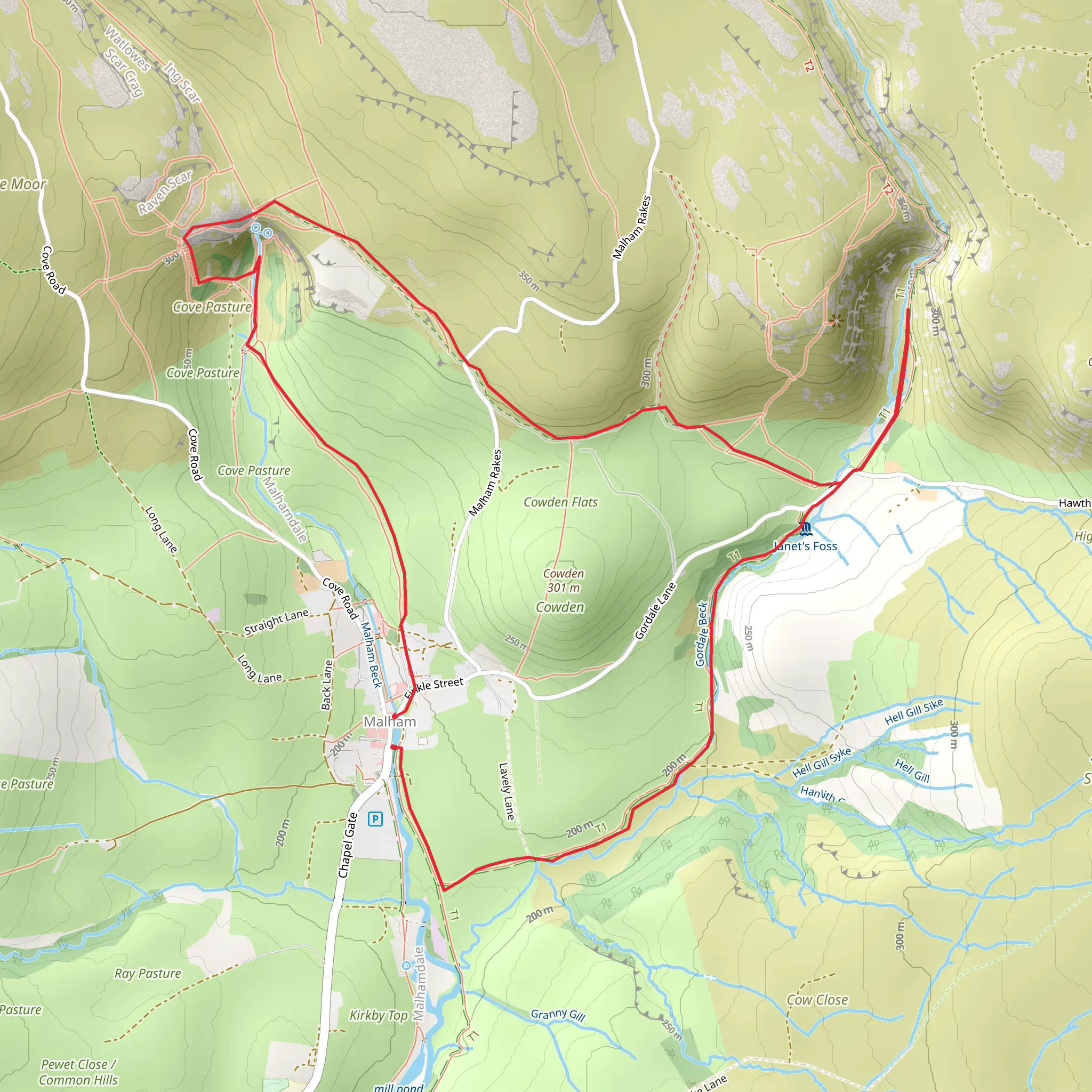 Malham Cove Gordale Scar and Janets Foss mobile static map