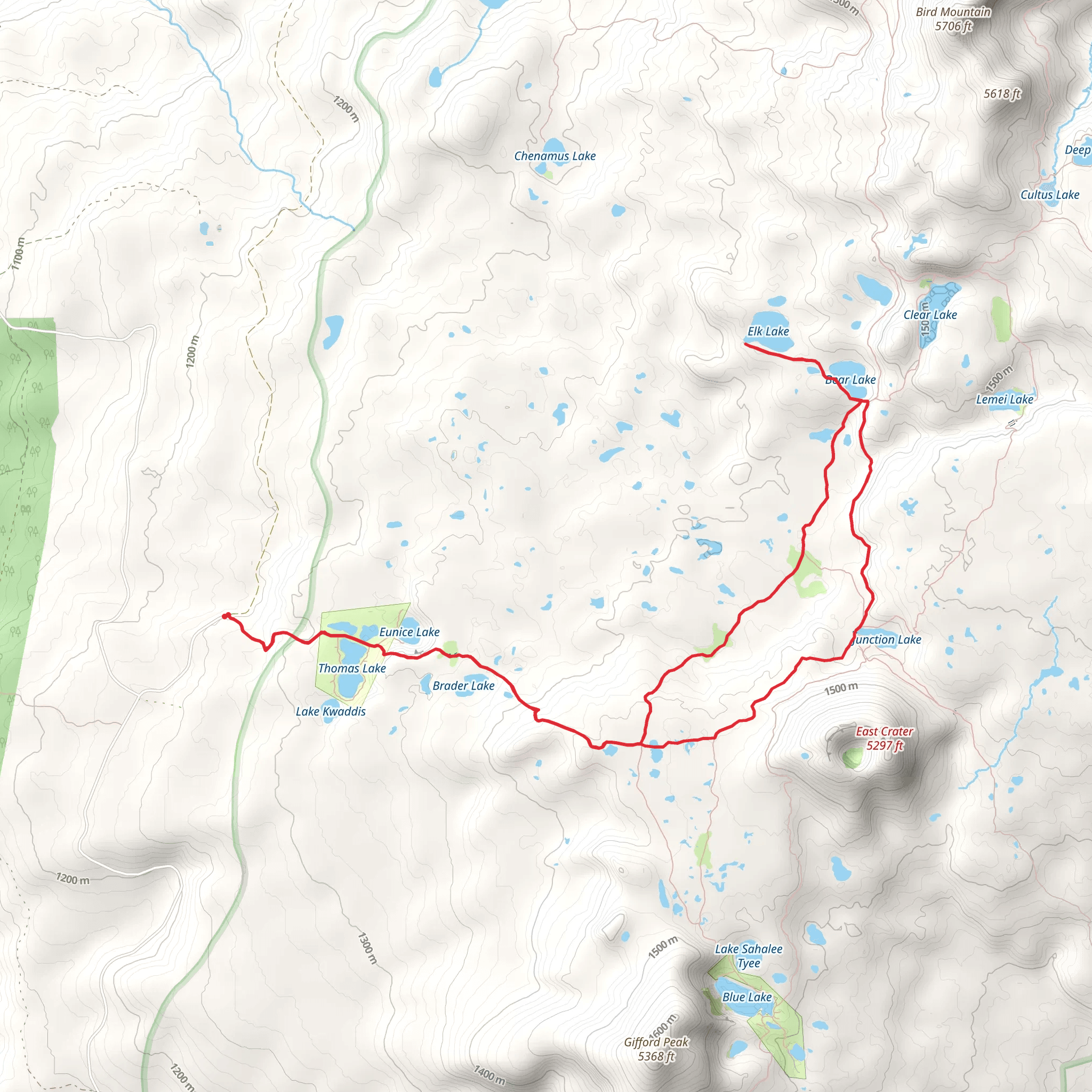 Elk Lake and Bear Lake via PCT mobile static map