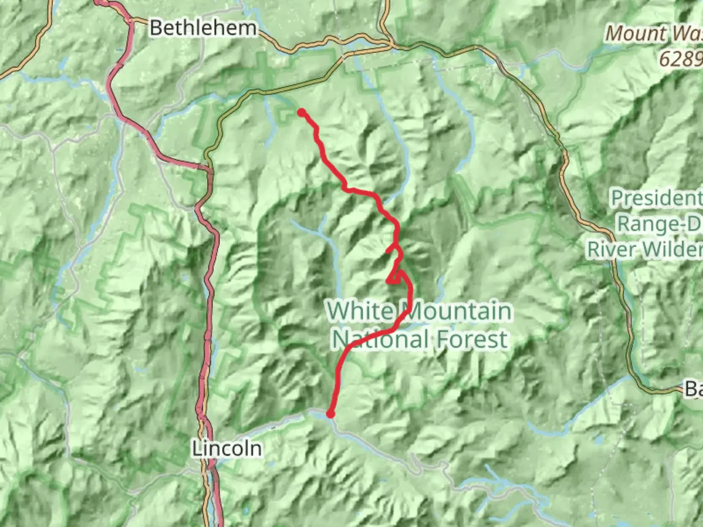 An image depicting the trail Gale River trail to Lincoln Woods Trail and its surrounding area.