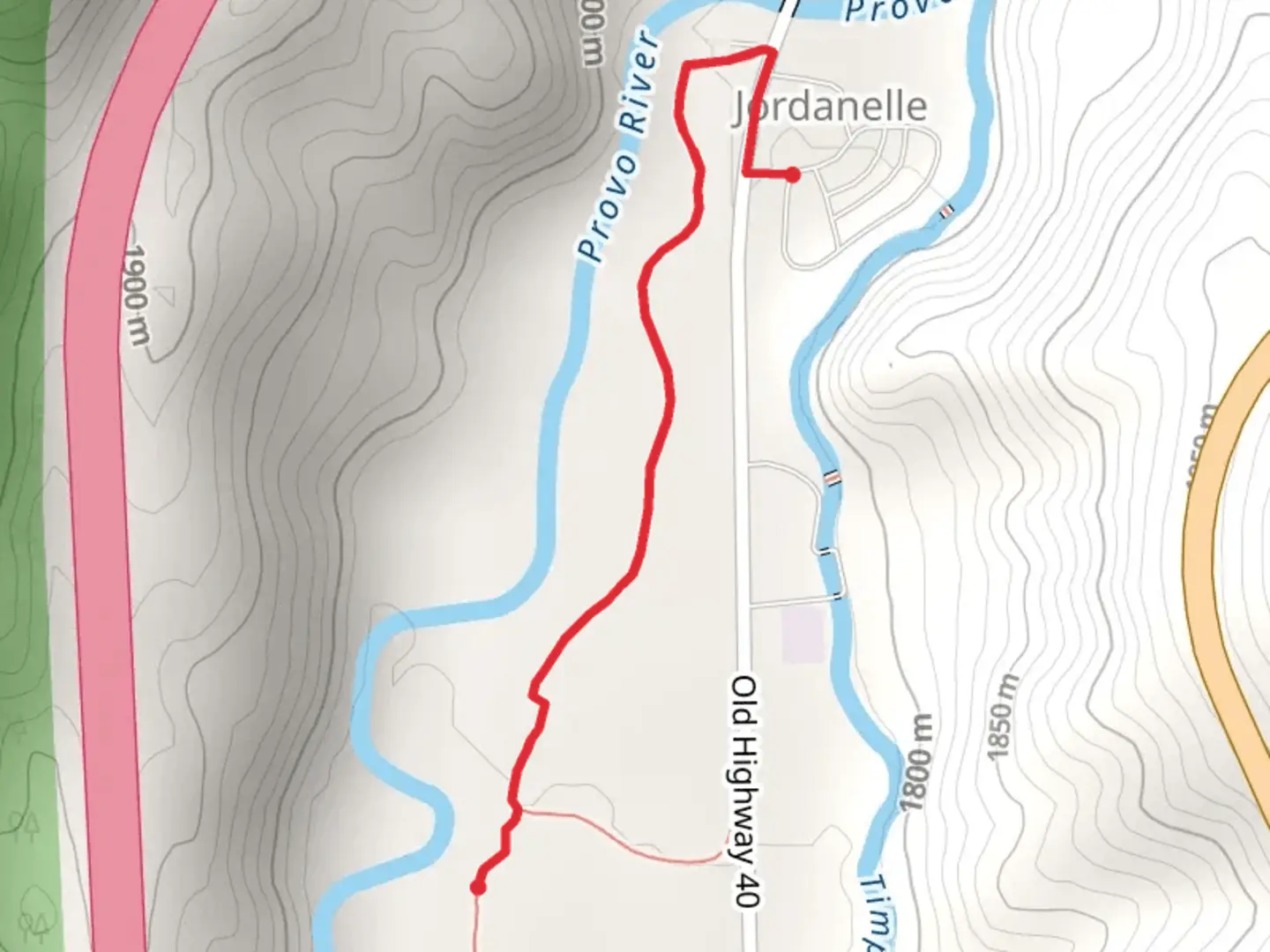 An image depicting the trail Walk beside Provo River - Jordannelle and its surrounding area.