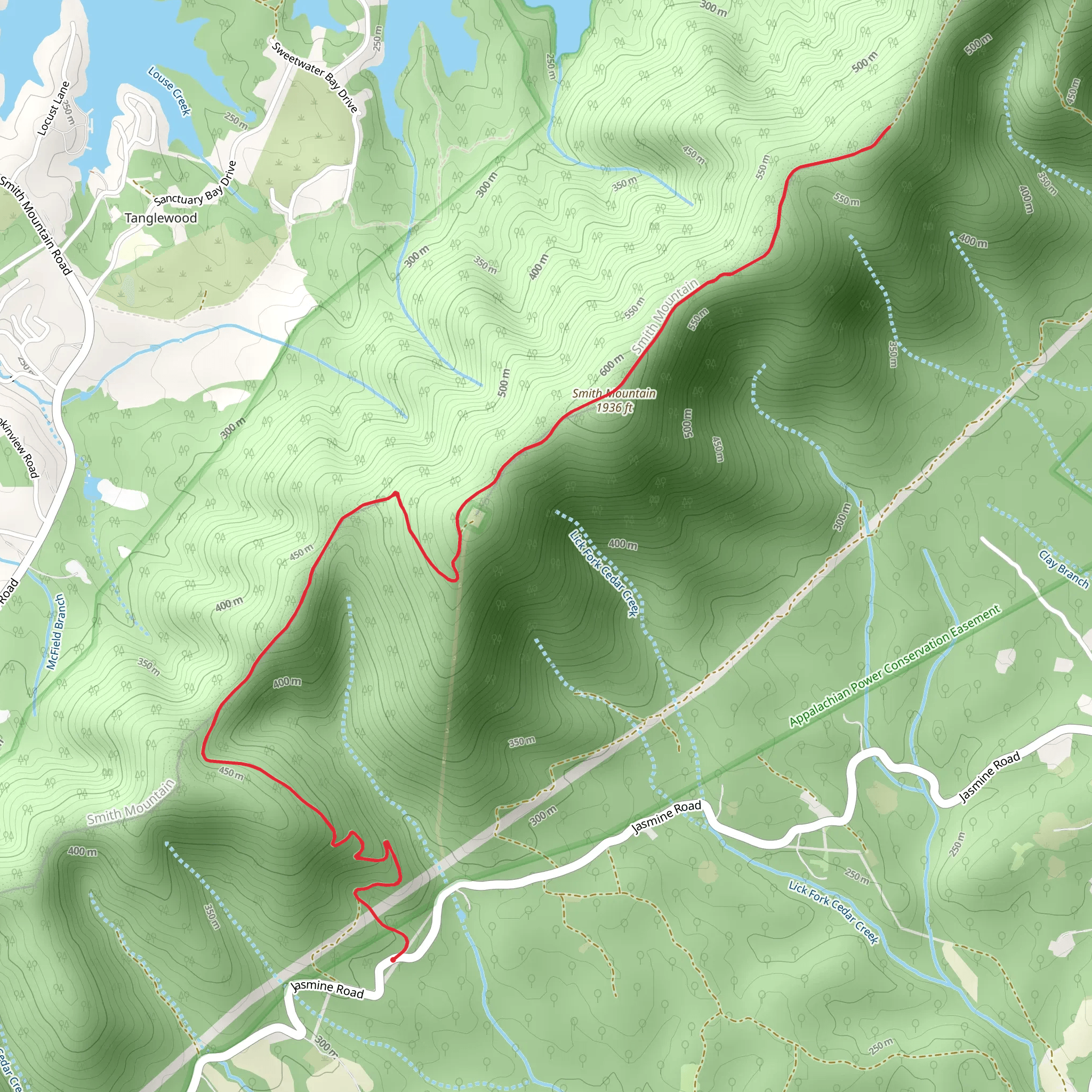 Smith Mountain and Broad Ridge from Jasmine Road mobile static map