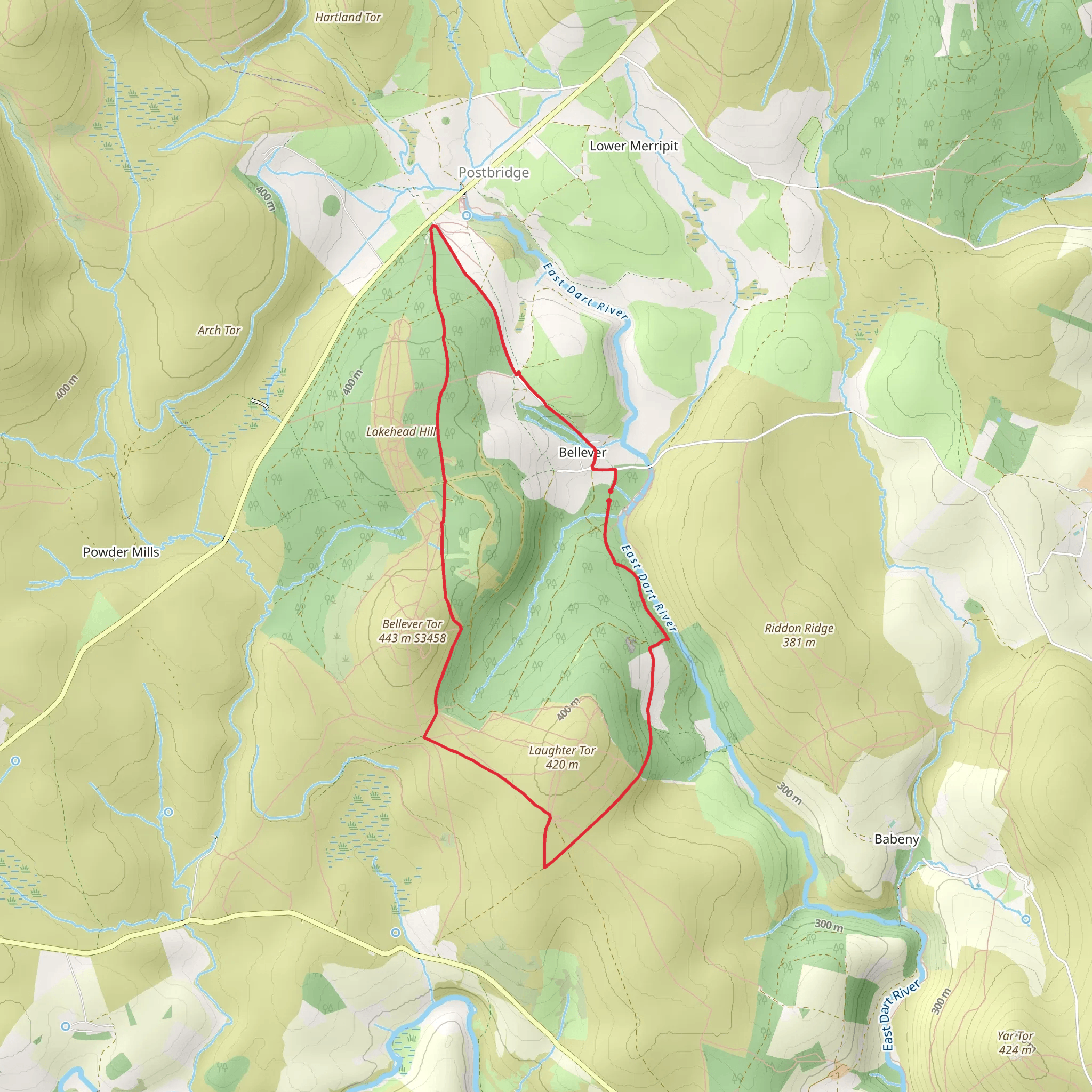 Bellever Forest Loop mobile static map
