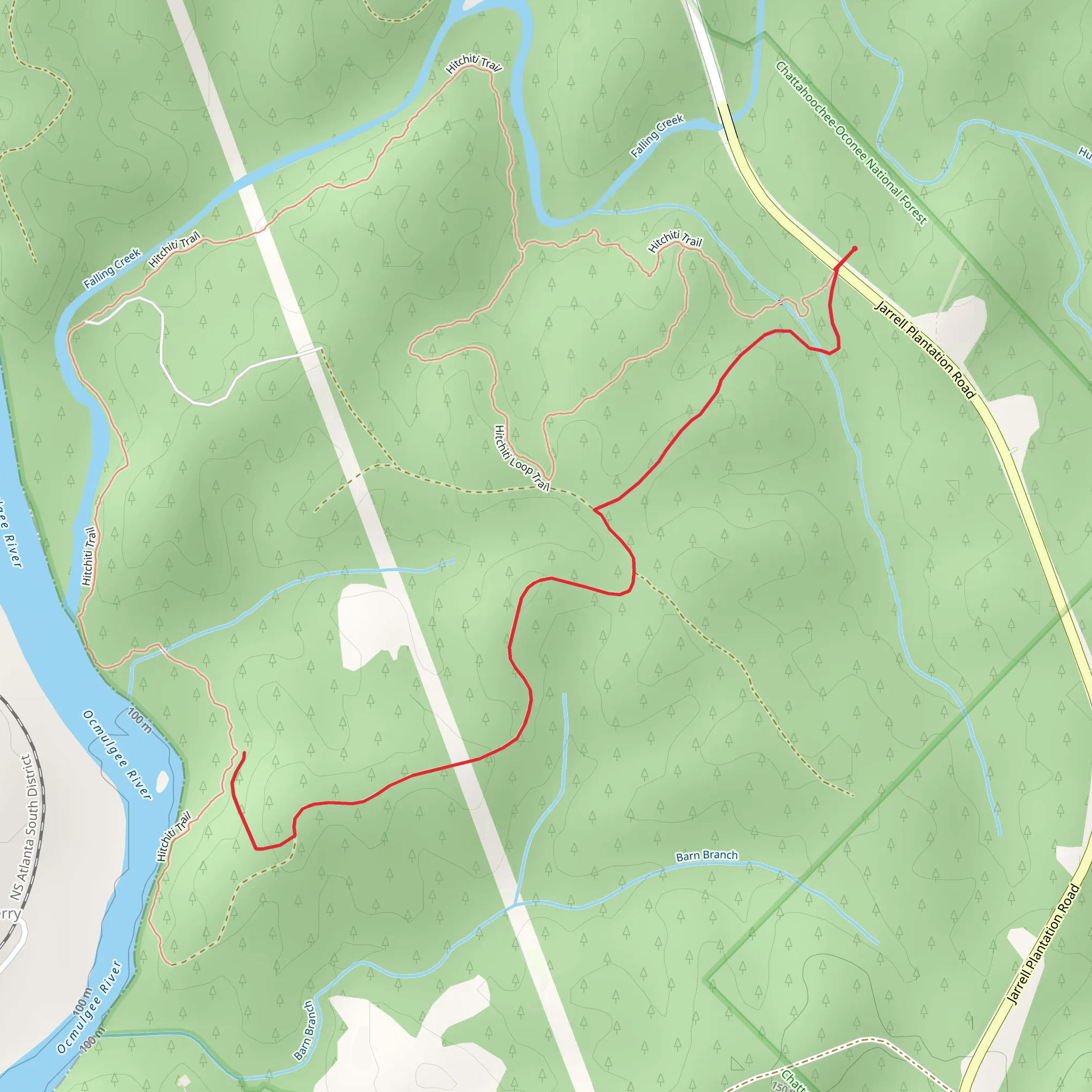 Ocmulgee River via Hitchiti Trail mobile static map