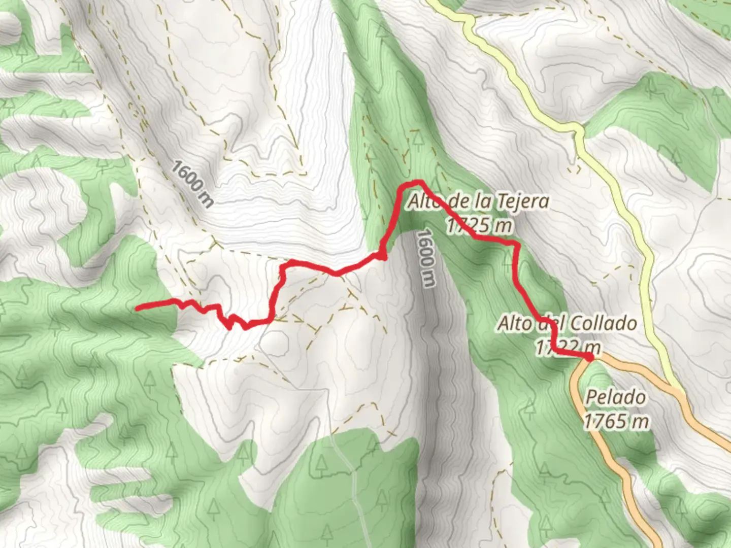 An image depicting the trail Cuarto Pelado - Castle of the Cid PR TE 073b and its surrounding area.