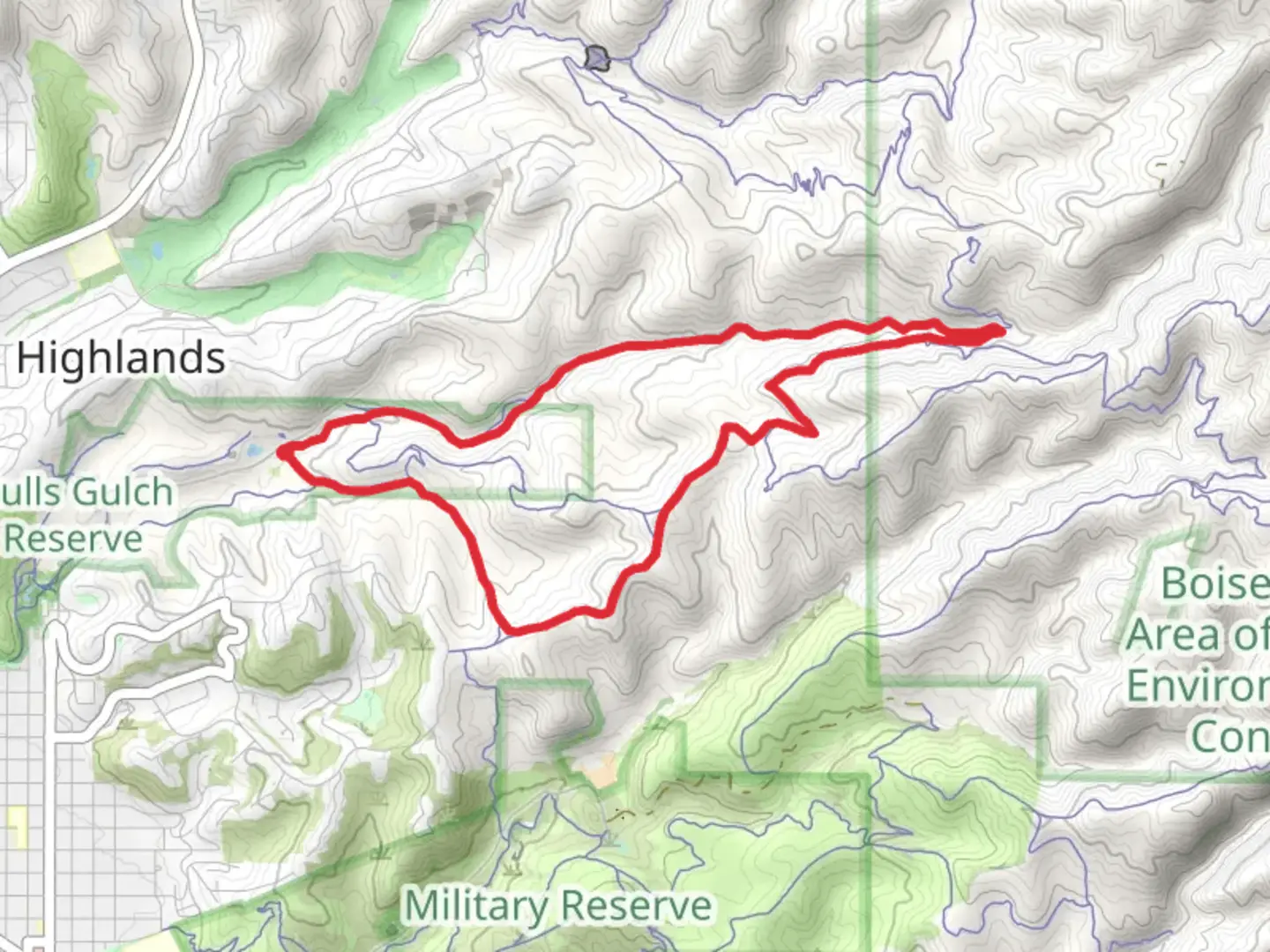 An image depicting the trail Kestrel and Lower Hulls Gulch Loop Trail and its surrounding area.
