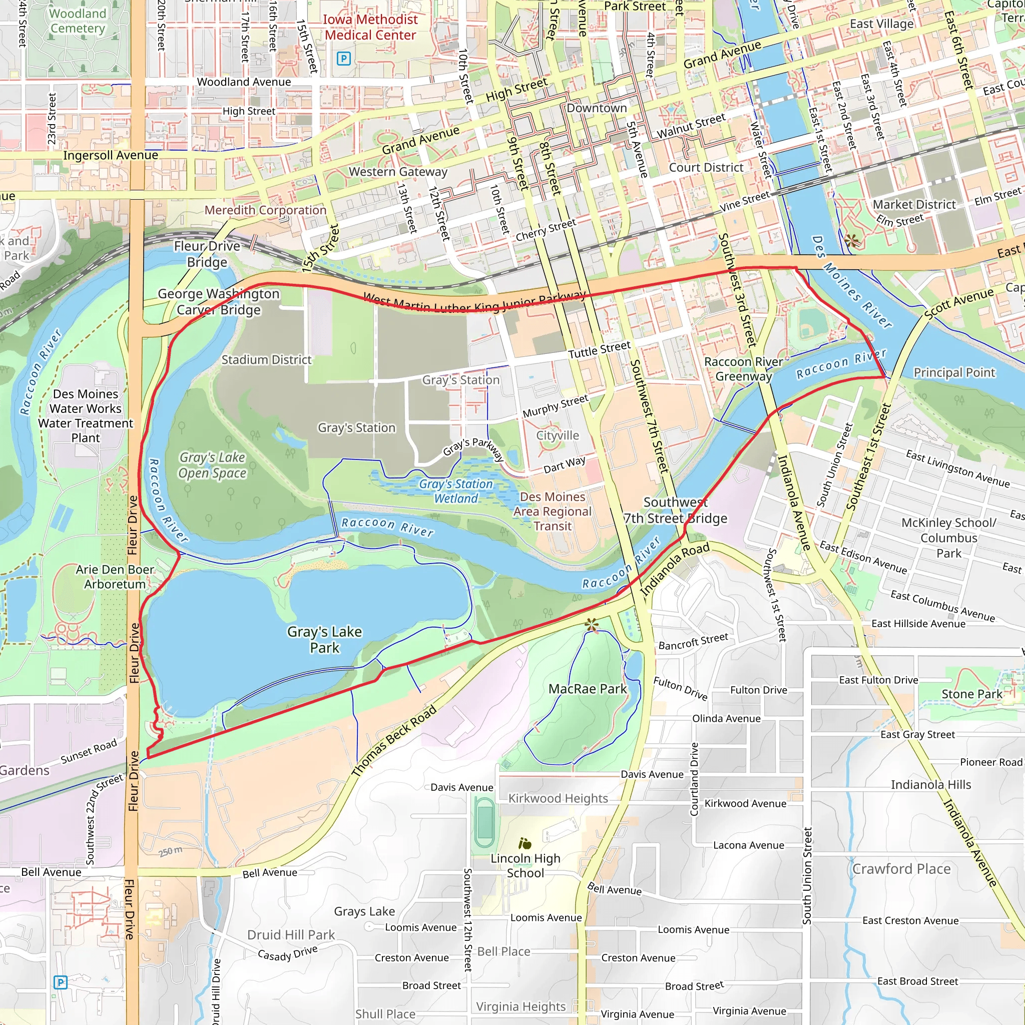 Gray's Lake and Gray's Lake Open Space Loop mobile static map